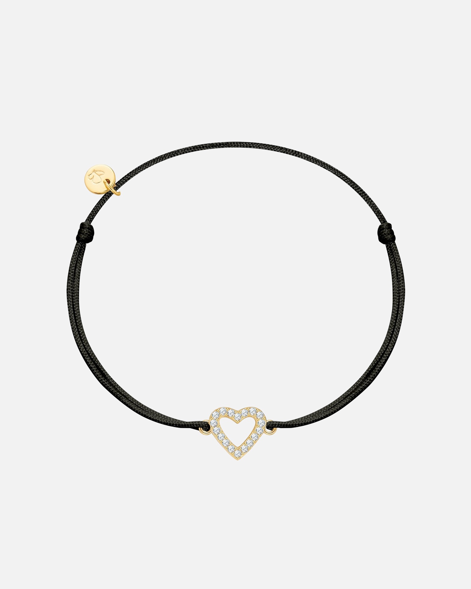 Armband für Weiblich Glanzstücke München Armband Herz aus Textil und Sterling Silber in Gelbgold mit Zirkonia 1 Stück