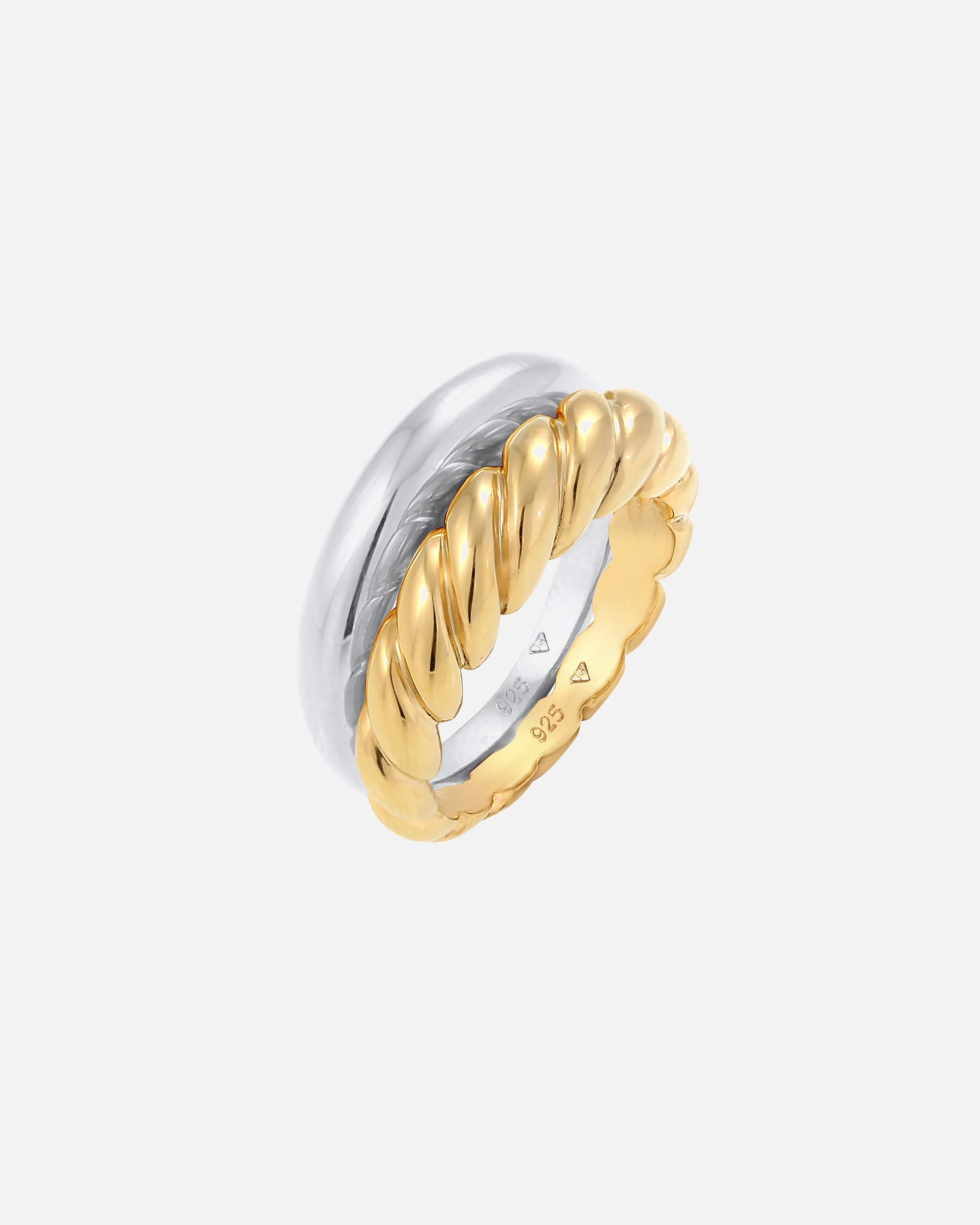 Ring für Weiblich Elli PREMIUM 2er Set Twisted Gedreht Bandring Basic 925 Silber 52