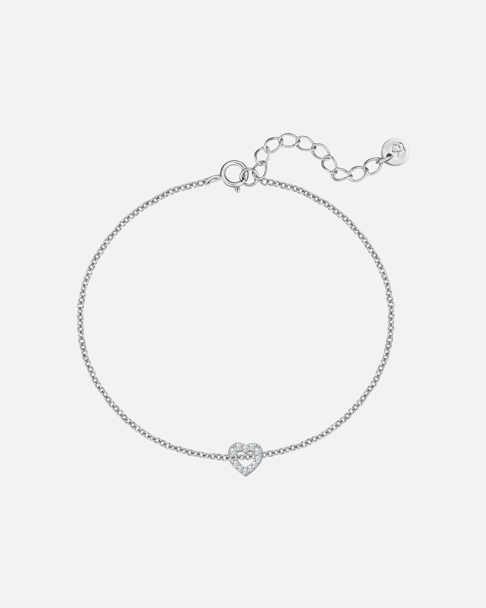 Armband für Weiblich Armband Herz aus Sterling Silber in silber mit Zirkonia 17,0 cm Basislänge + 3,0 cm Verlängerung