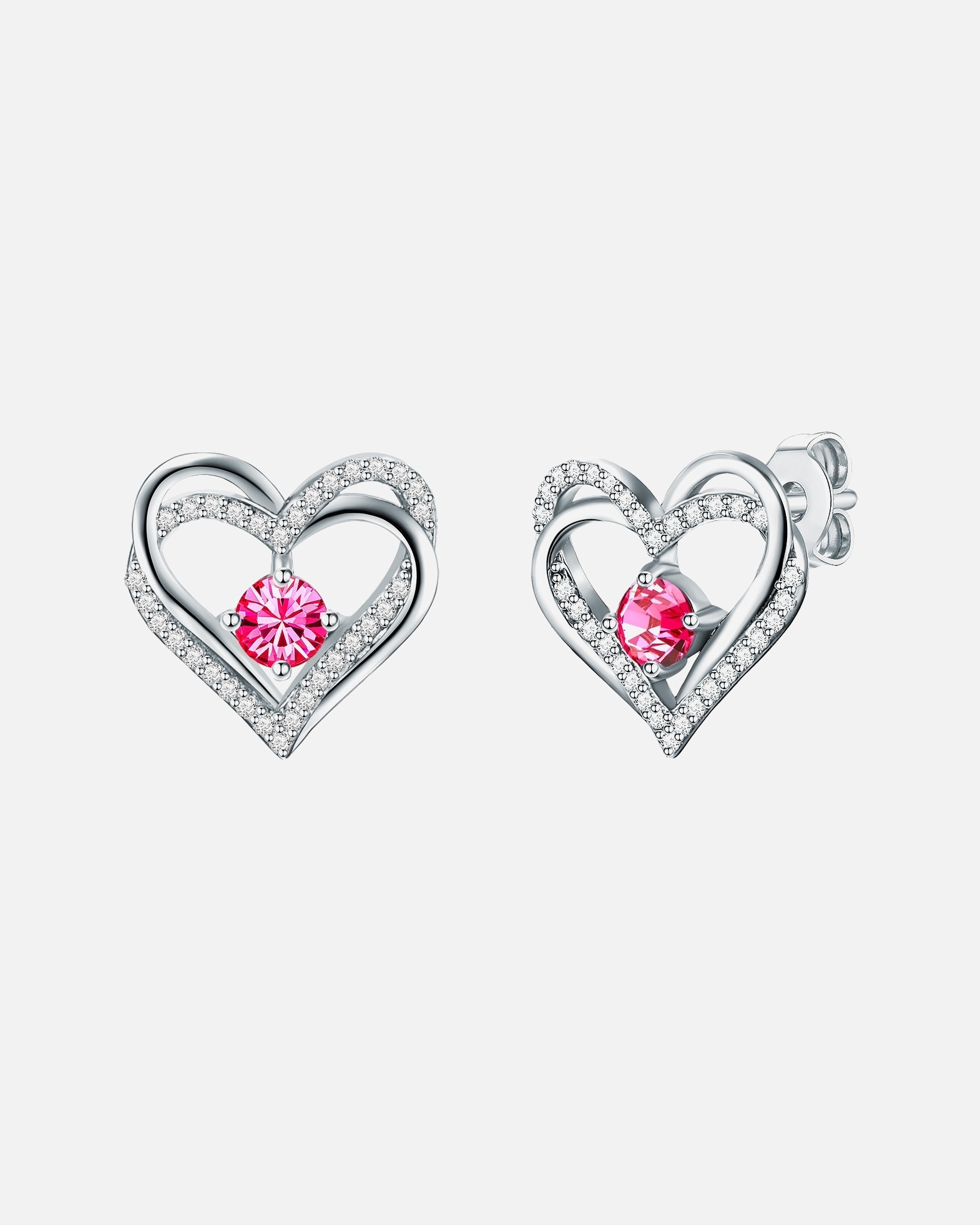 Ohrringe für Weiblich Rafaela Donata Ohrstecker Herz Sterling Silber verziert mit Kristallen von Swarovski® in Silber 1 Stück