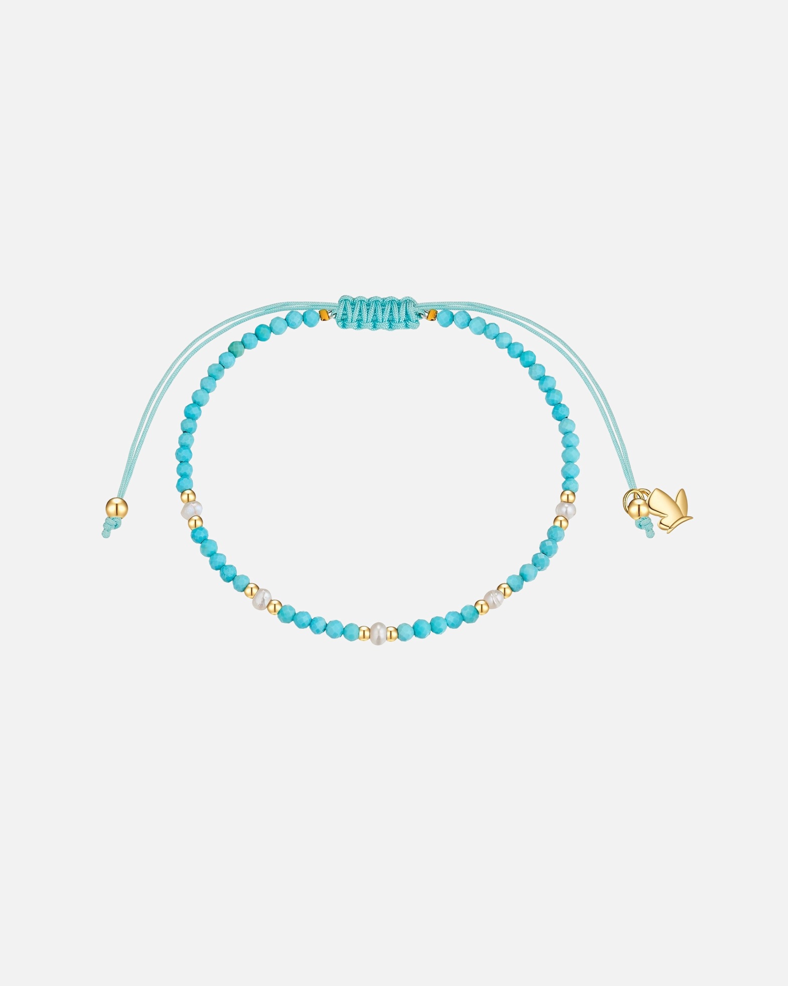 Armband für Weiblich Glanzstücke München Armband aus Edelstahl in Gelbgold mit Türkis (rek.) und Süßwasser-Zuchtperle 15,0 - 22,0 cm, flexibel einstellbar