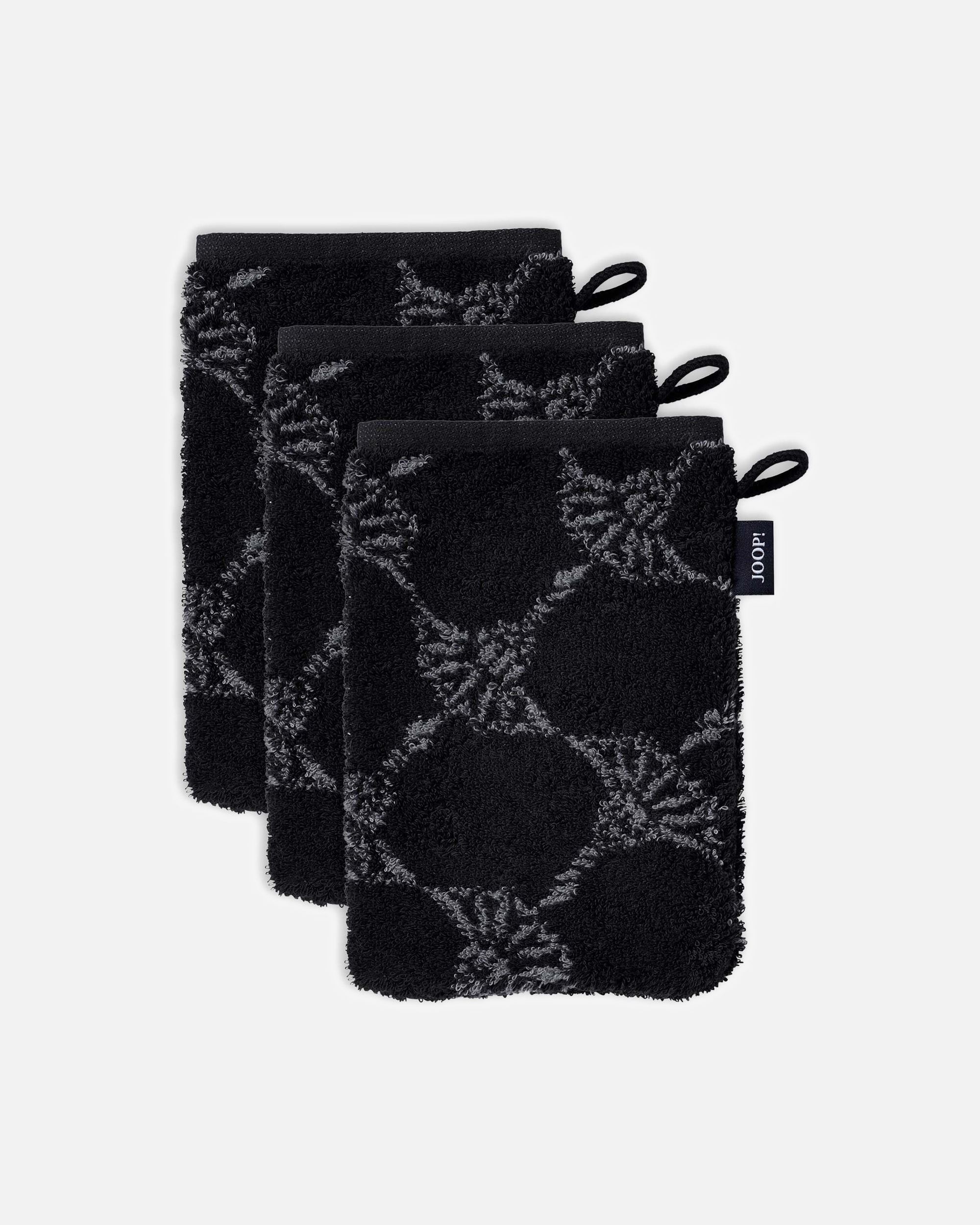 Waschlappen für Unisex JOOP! Waschlappen 3er Pack 'Doubleface' Schwarz Cornflower