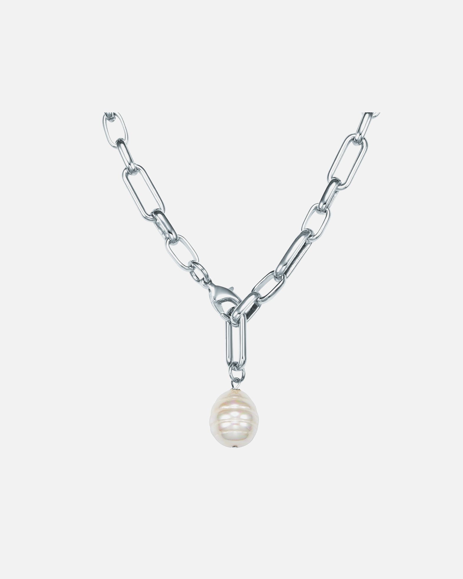 Halskette für Weiblich Lulu & Jane Perlen-Kette Metall-Legierung Muschelkernperle in Silber 1 Stück