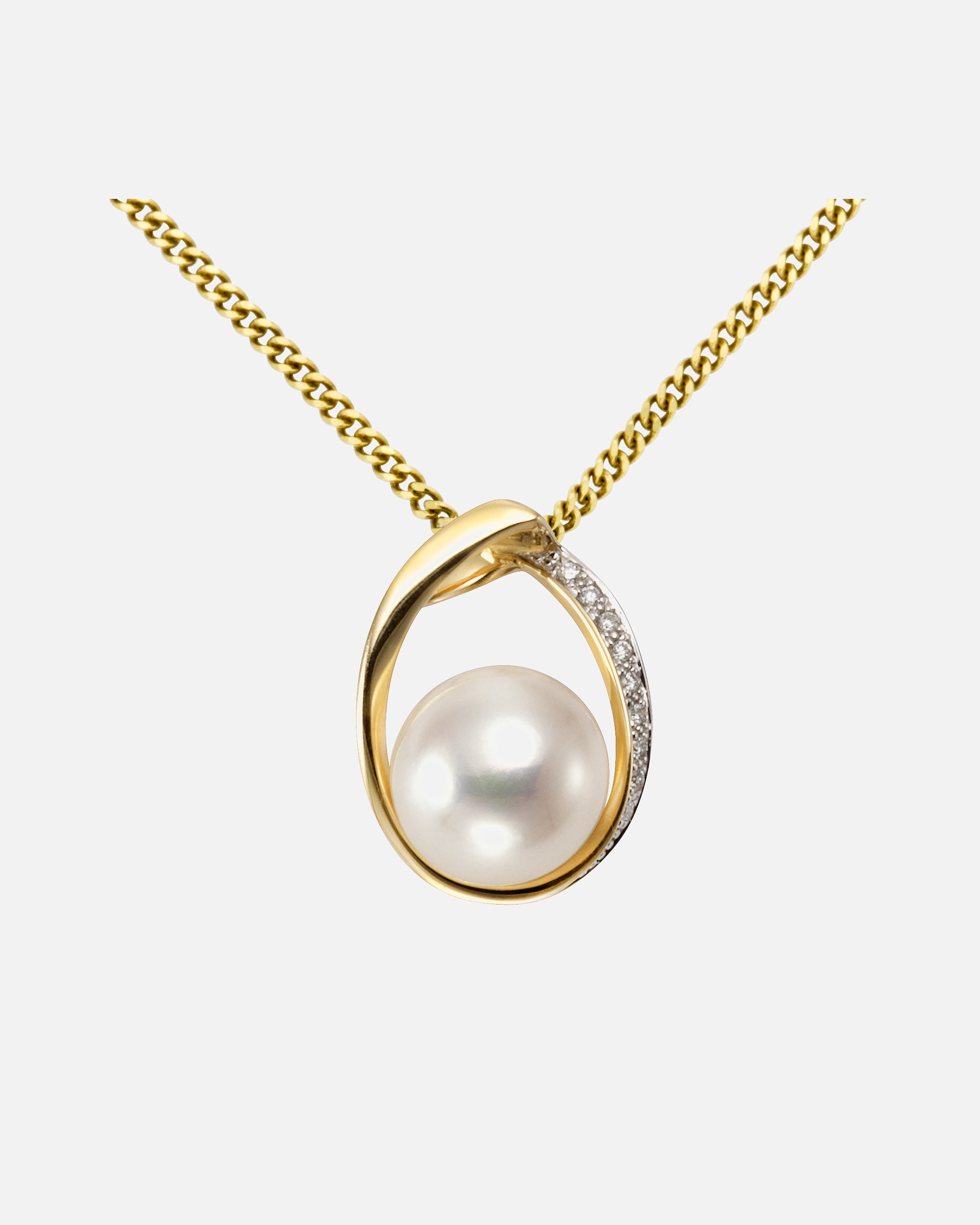 Halskette für Weiblich Orolino Halskette 585/- Gold Süßwasserzuchtperle weiß 0,045ct 42/45cm