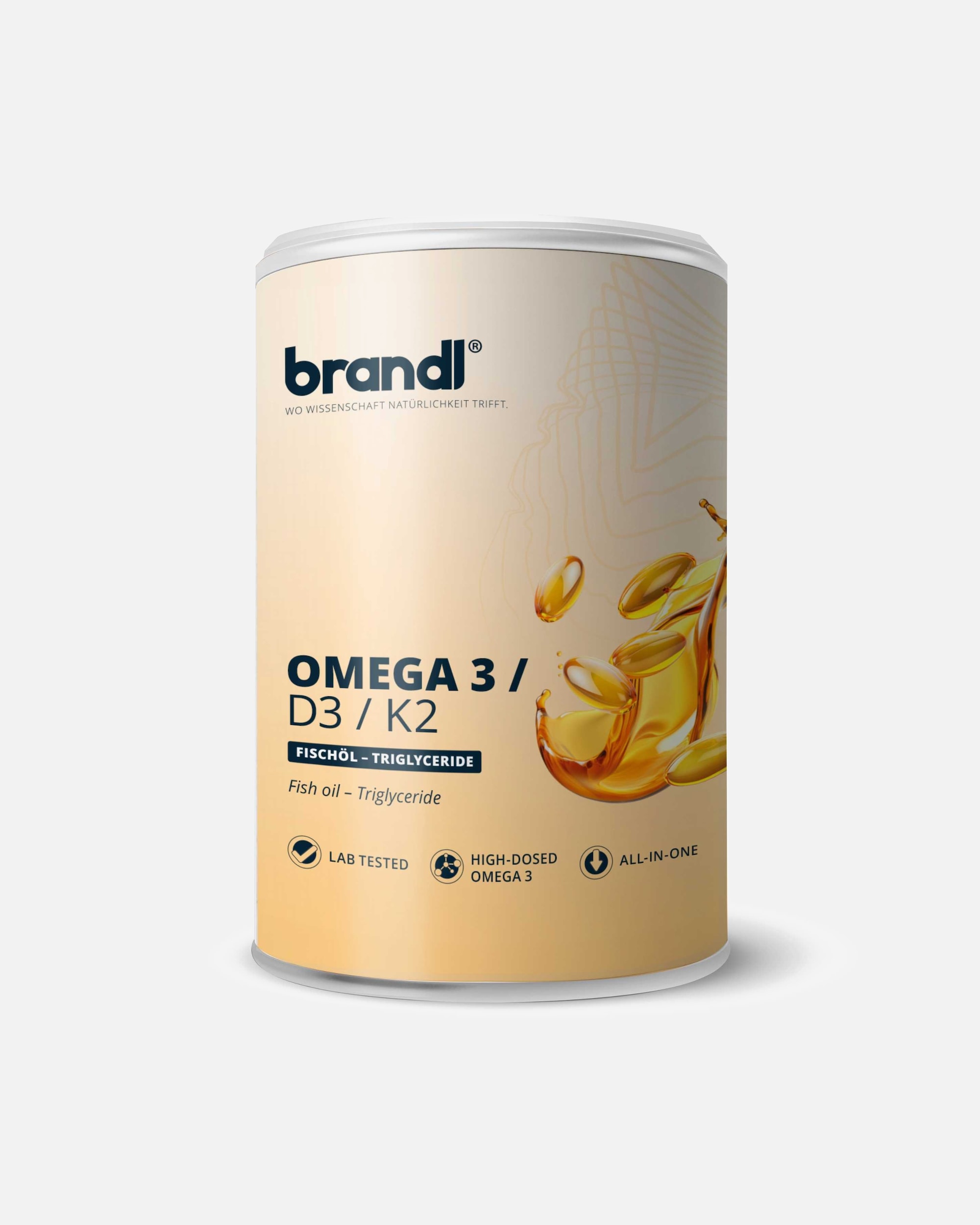 Vitamine für Unisex Brandl Nutrition Omega 3 D3 K2 Kapseln aus Fischöl | EPA DHA im 2:1 Verhältnis 120 Kapseln