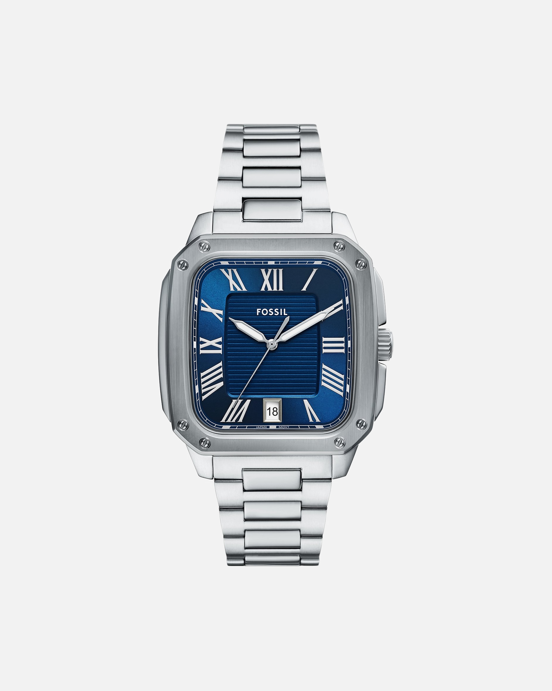 Uhr für Männlich Fossil Herrenuhr Edelstahl blau, silber