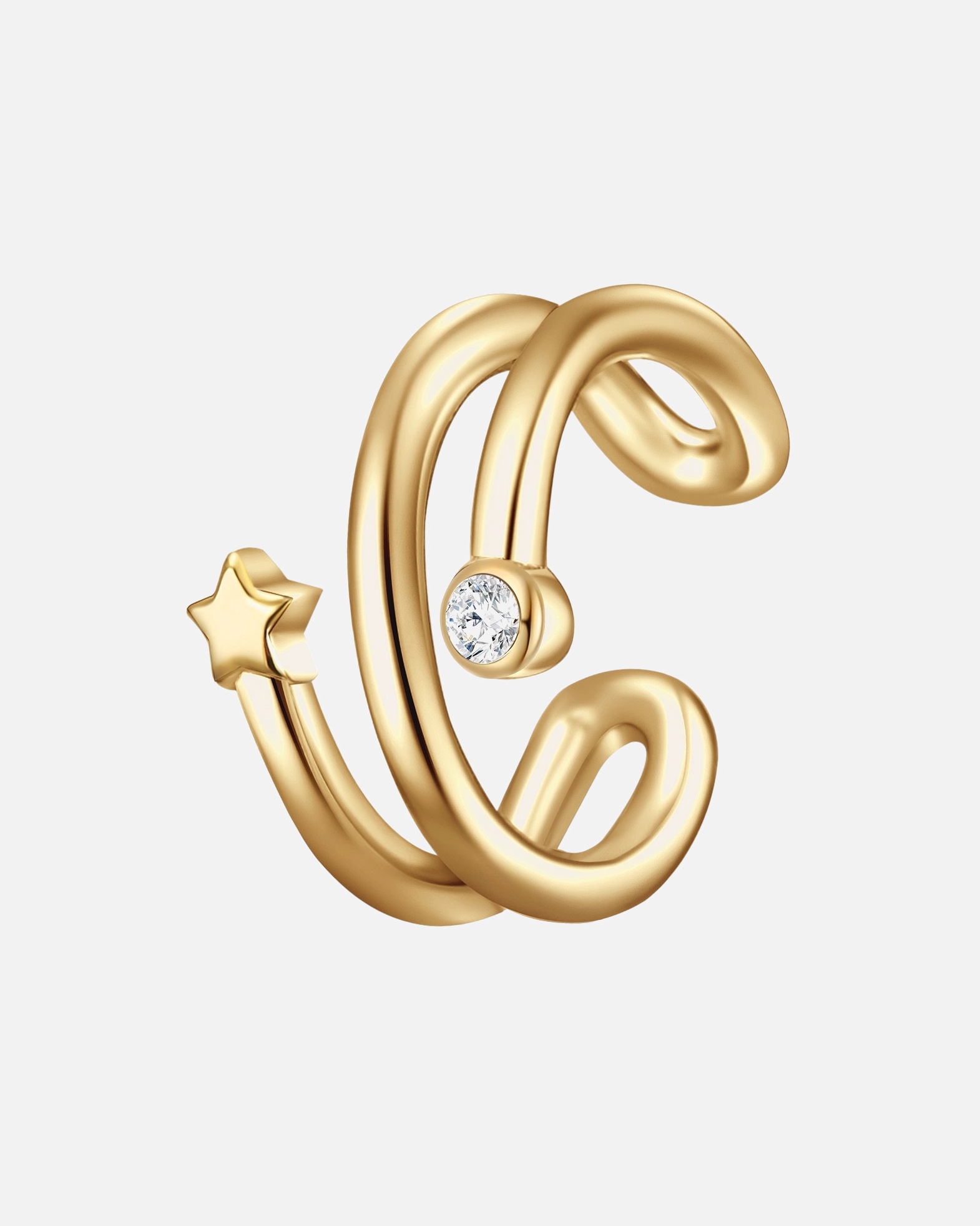 Ohrringe für Weiblich Glanzstücke München Ohrklemme Stern Sterling Silber Zirkonia in Gelbgold 1 Stück