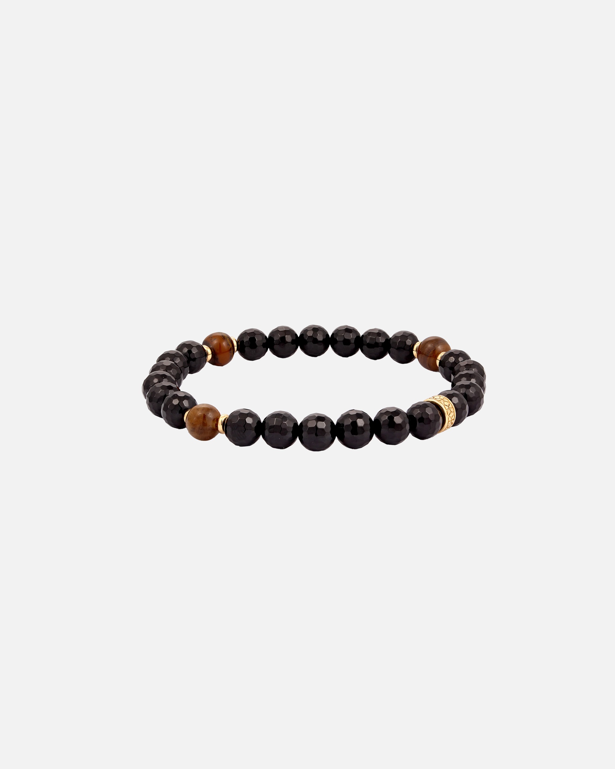 Armband für Männlich KUZZOI Onyx Perlen Schwarz 925 Sterling Silber vergoldet 19