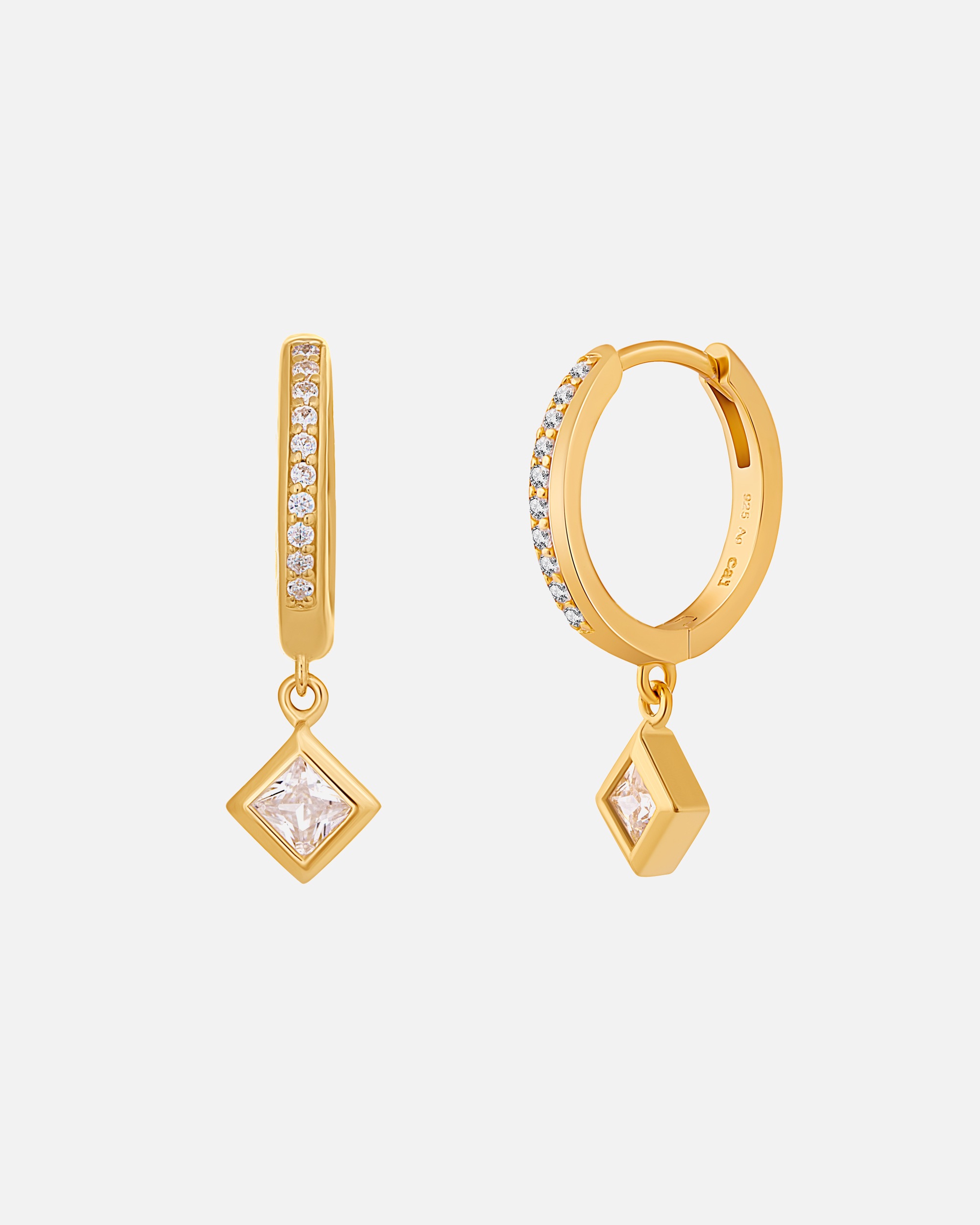 Creolen für Weiblich caï Creole 925/- Sterling Silber Zirkonia gelb vergoldet