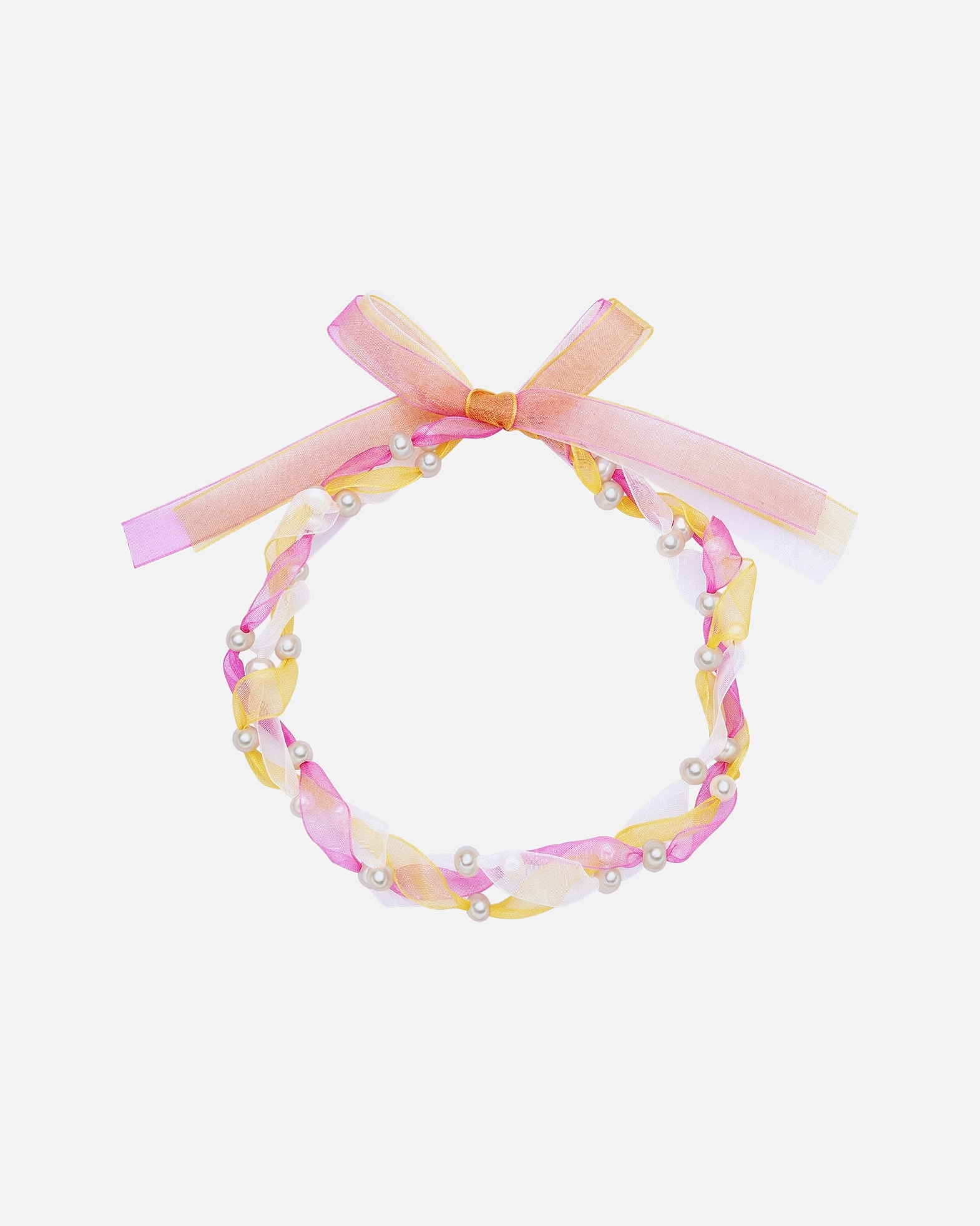 Halskette für Weiblich Valero Pearls Perlen-Kette Organza Süßwasser-Zuchtperle in Weiß/Pink/Gelb 1 Stück