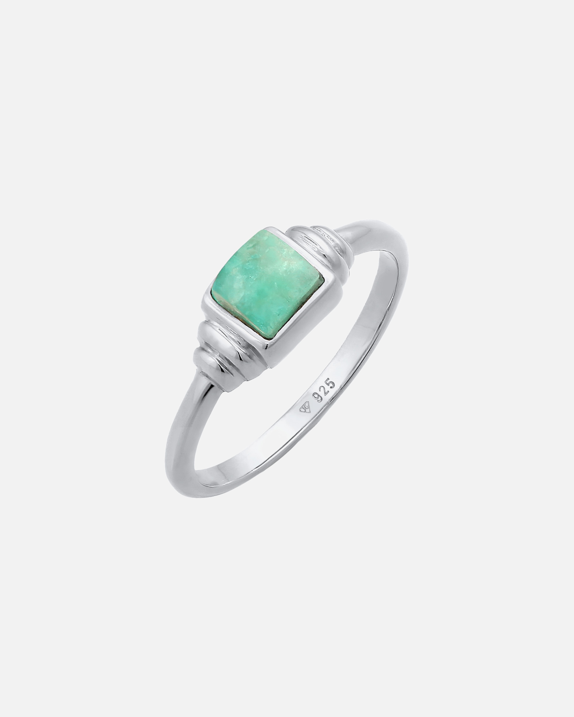 Ring für Weiblich Elli PREMIUM Amazonit Edelstein Quadrat Vintage 925 Silber 56
