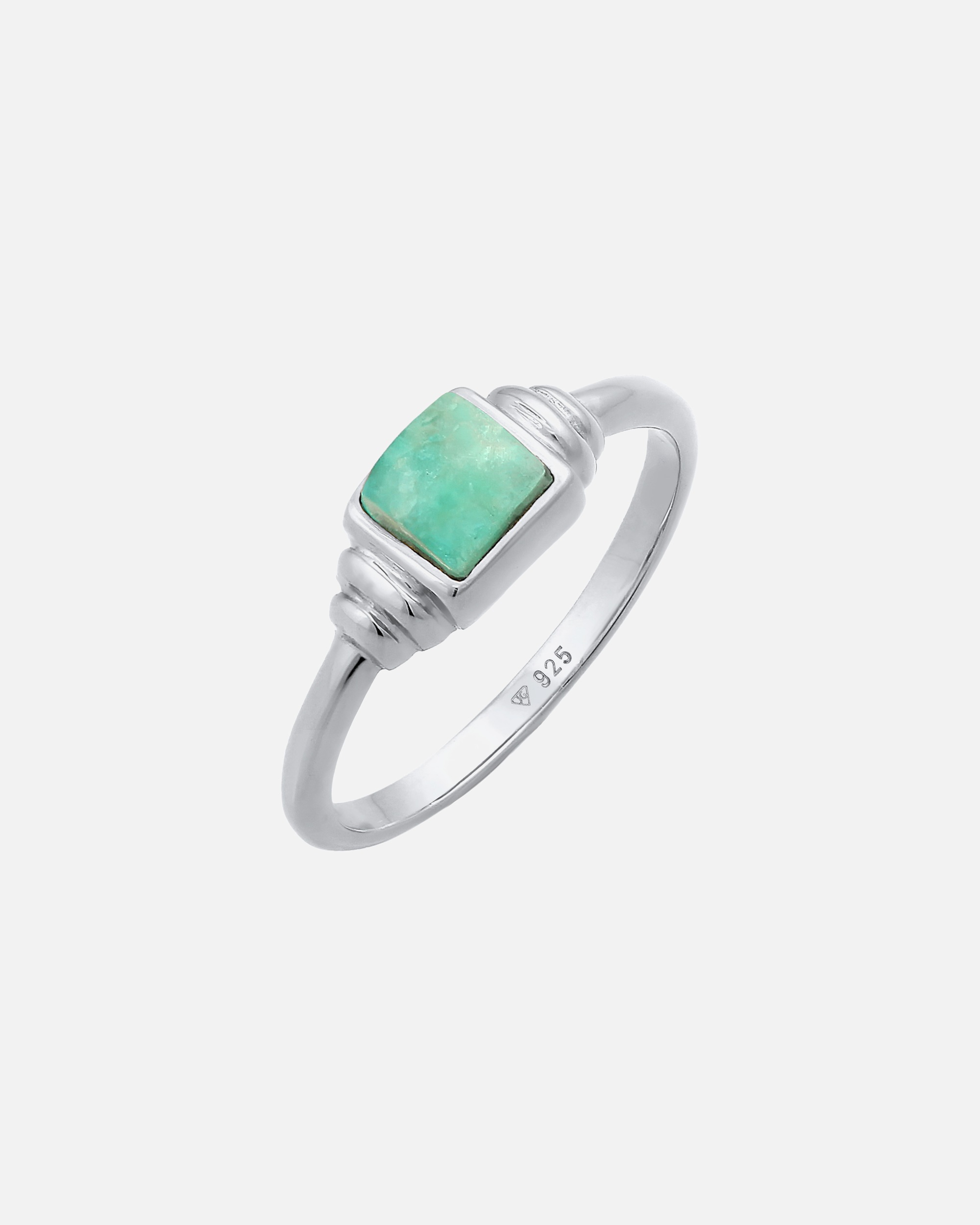 Ring für Weiblich Elli PREMIUM Amazonit Edelstein Quadrat Vintage 925 Silber 58