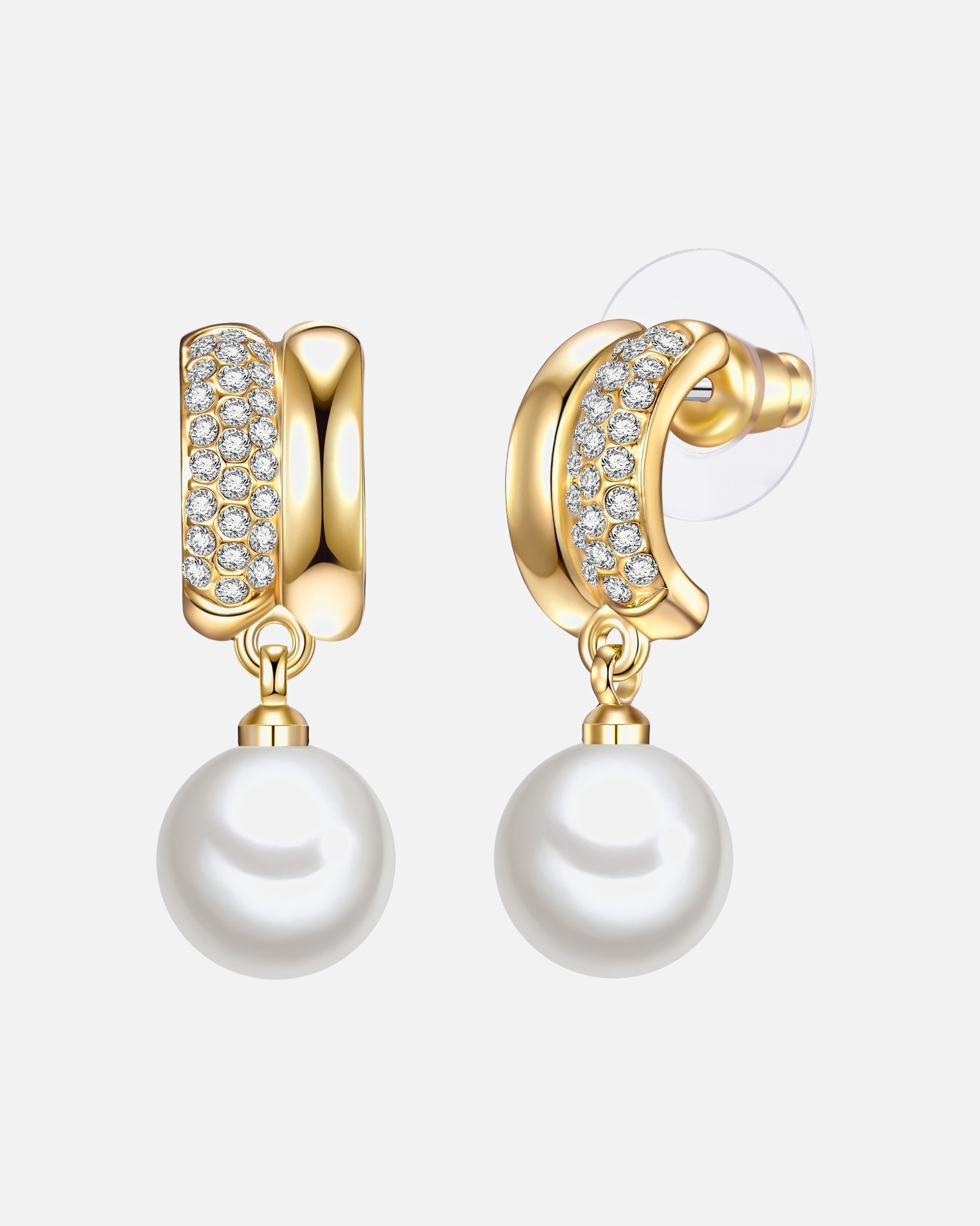 Creolen für Weiblich Lulu & Jane Perlen-Creolen Metall-Legierung Glas Muschelkernperle in Gelbgold 1 Stück