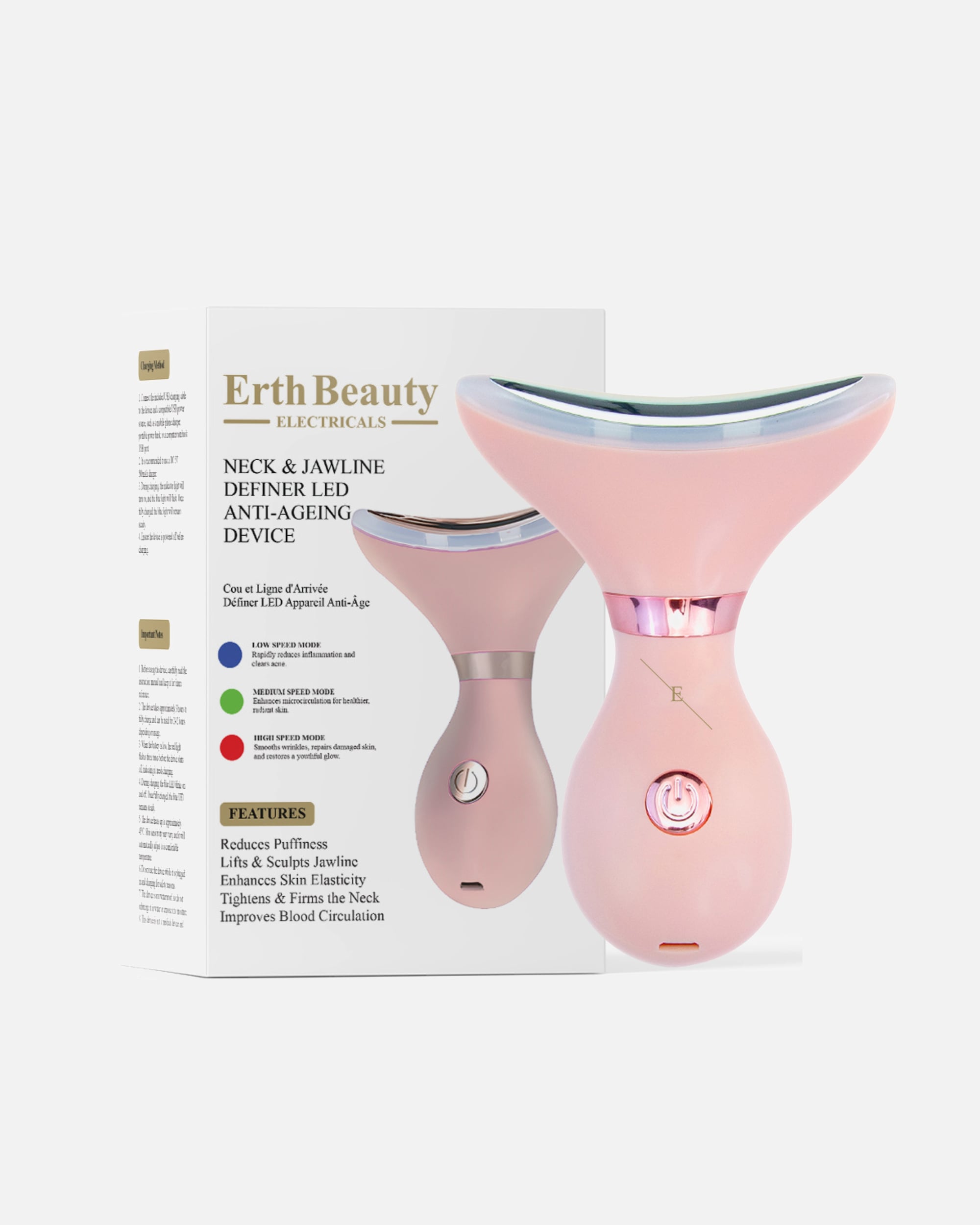 Elektrisches Gesichtsmassagegerät für Weiblich ErthSkin London LED Anti-Aging Hals- & Kiefer-Sculptor – Pink 1 Stück