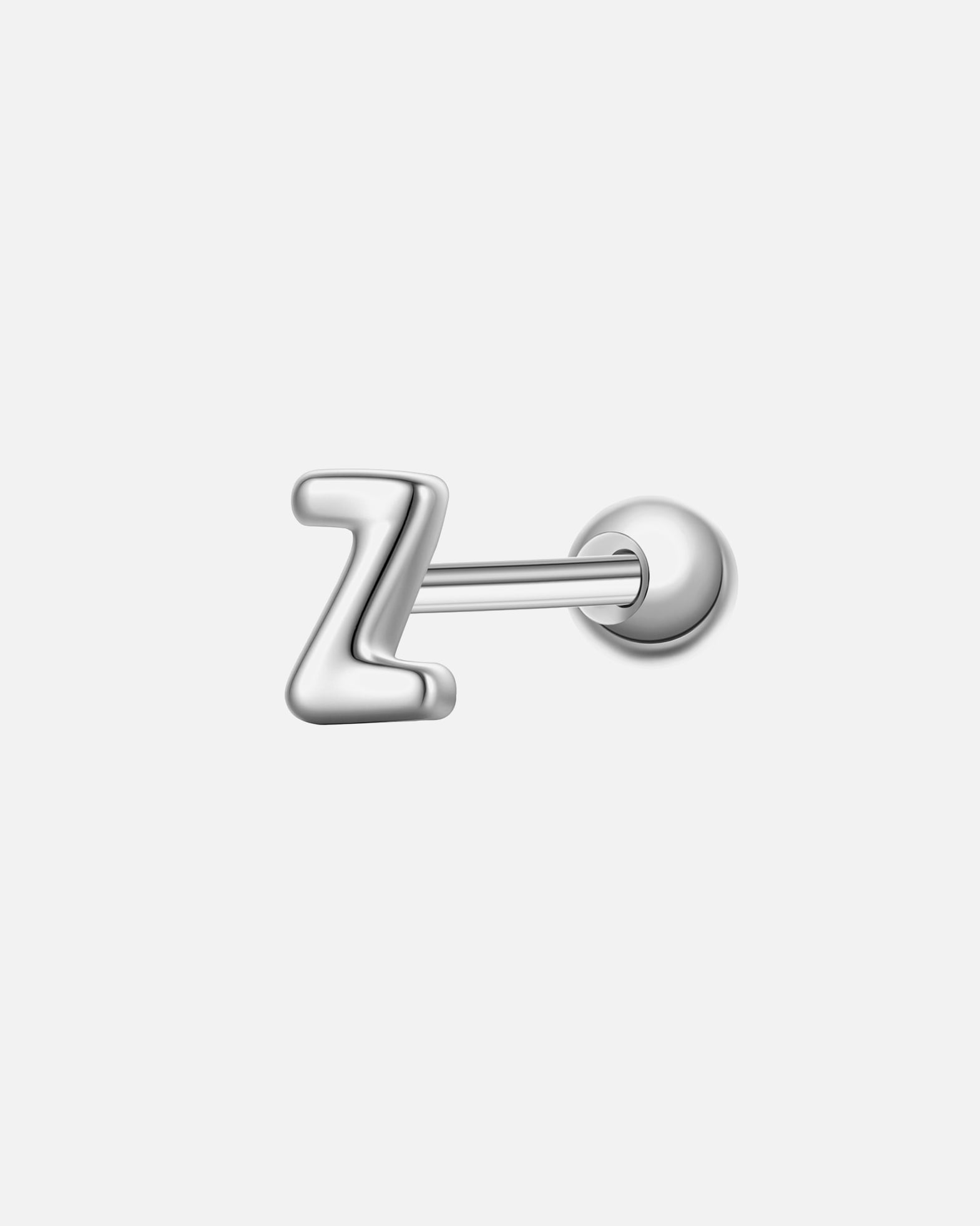 Ohrringe für Weiblich Piercing Buchstabe Z aus Sterling Silber in silber 3,9 mm