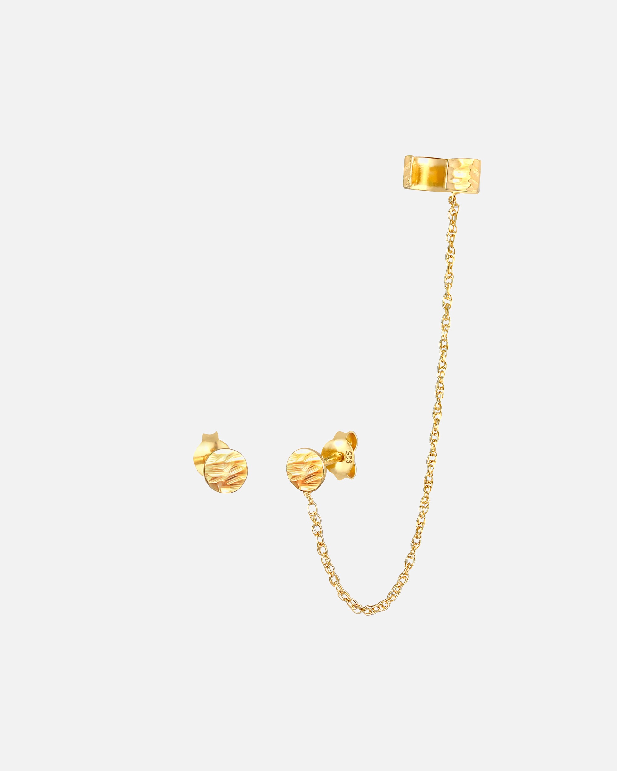 Ohrringe für Weiblich Elli Earcuff Stecker Rund Organic Struktur 925 Silber 1 Stück