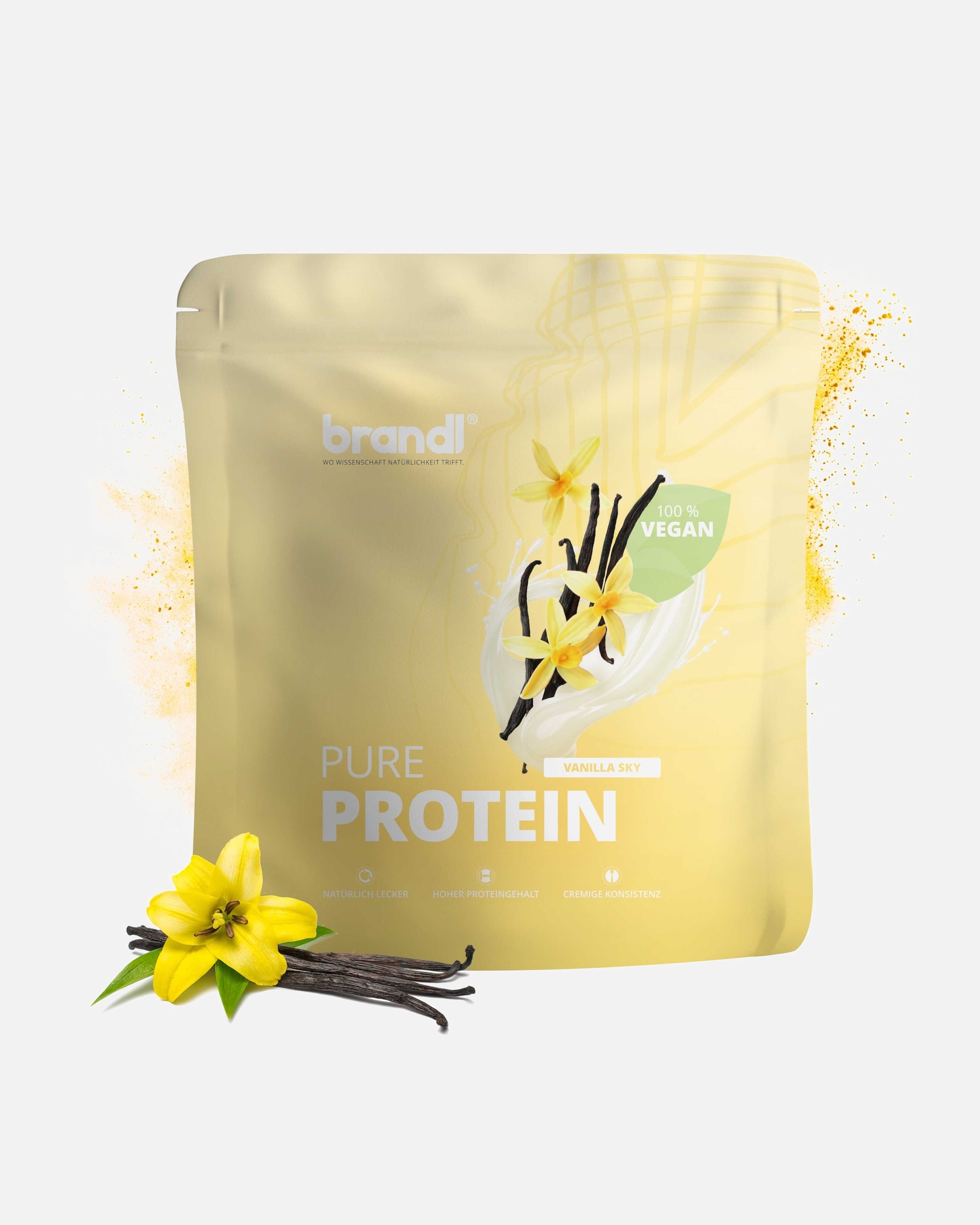 Protein & Shakes für Unisex Brandl Nutrition Protein Vegan aus 3 pflanzlichen Eiweiß-Quellen Vanille