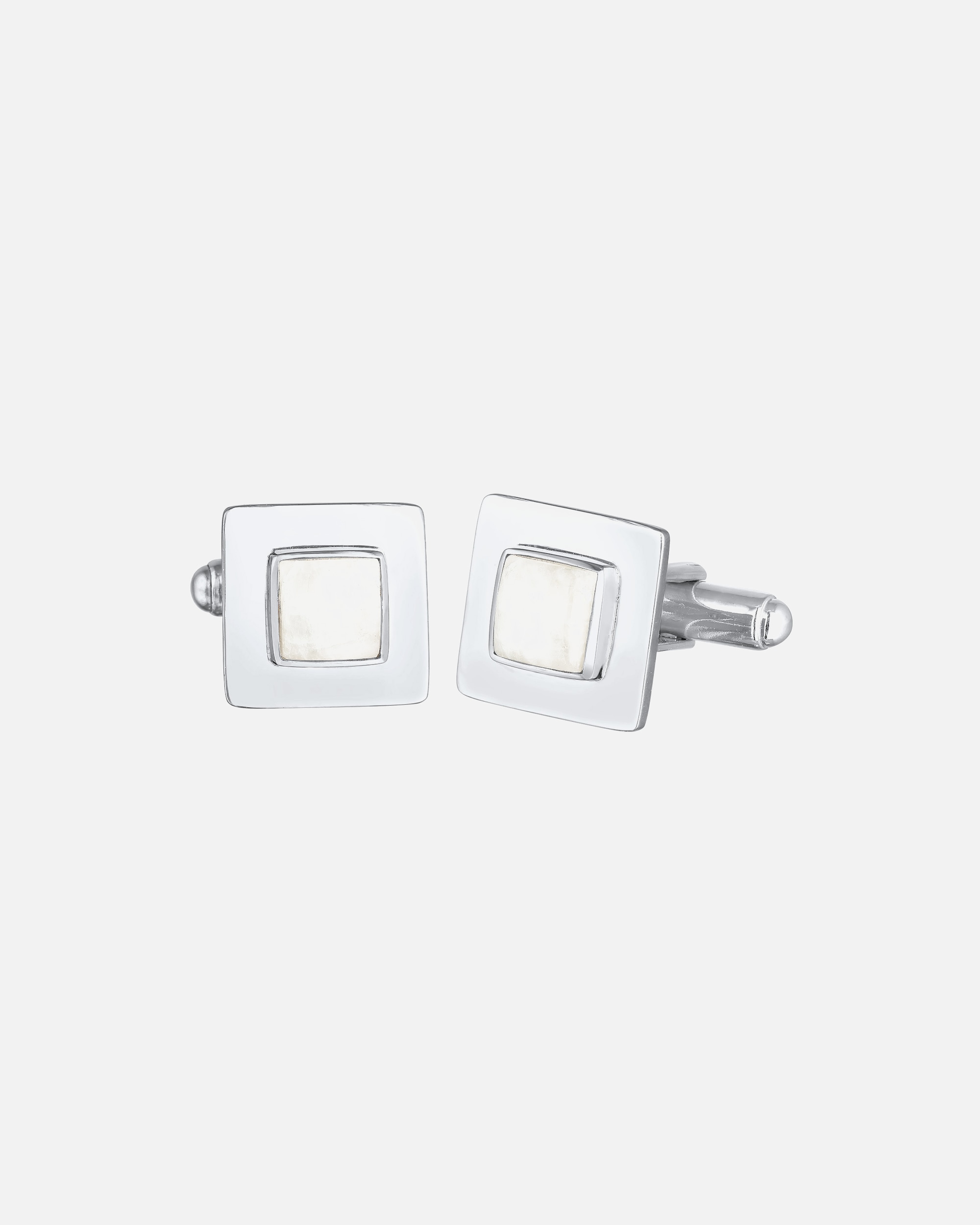 Manschettenknöpfe für Männlich KUZZOI Mondstein Quadrat Flach Elegant 925 Silber 1 Stück