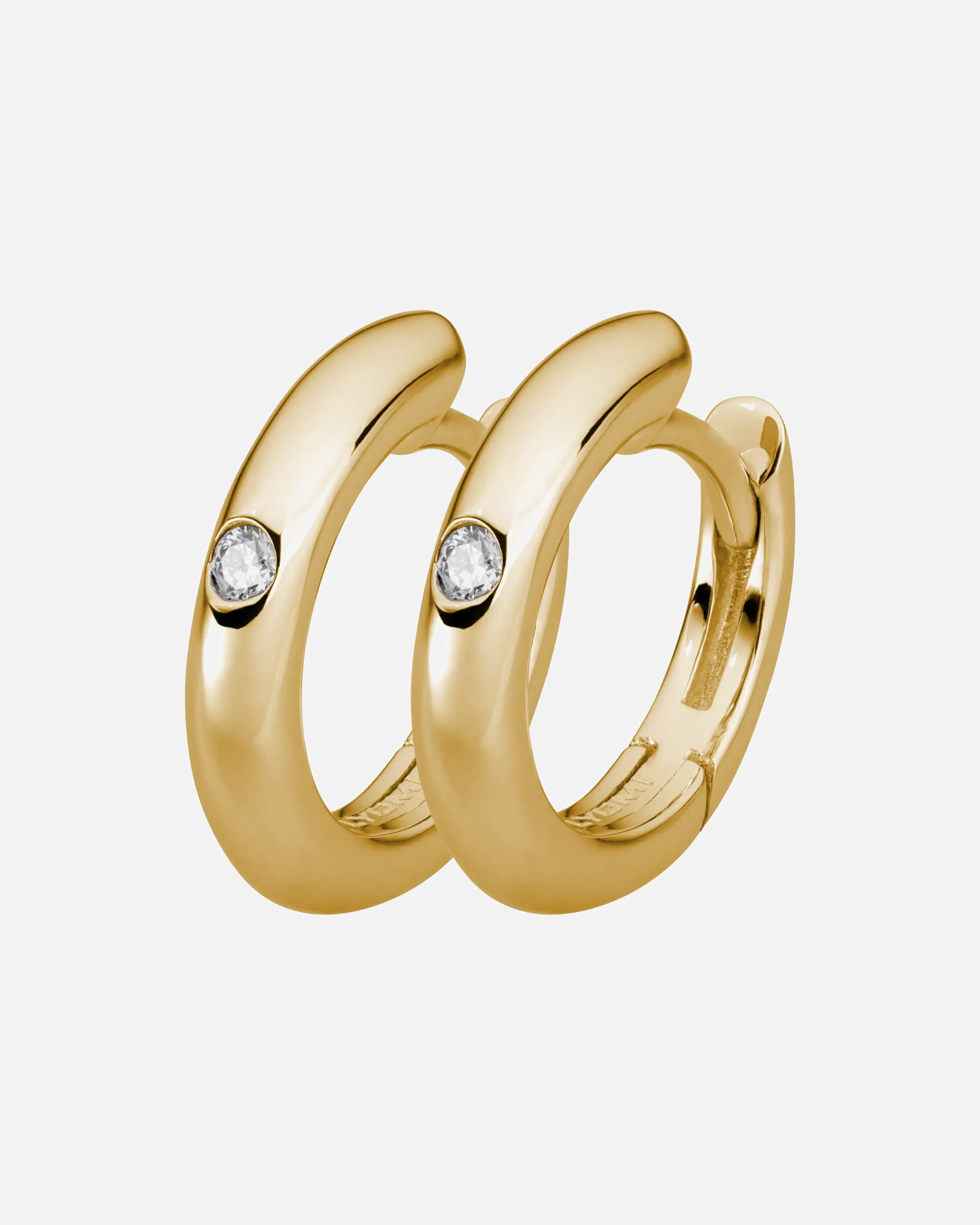 Creolen für Weiblich Lyomi Default Brand Line Klappcreolen 585/- Gold Diamant Lab Grown weiß 0,04ct. gelb vergoldet