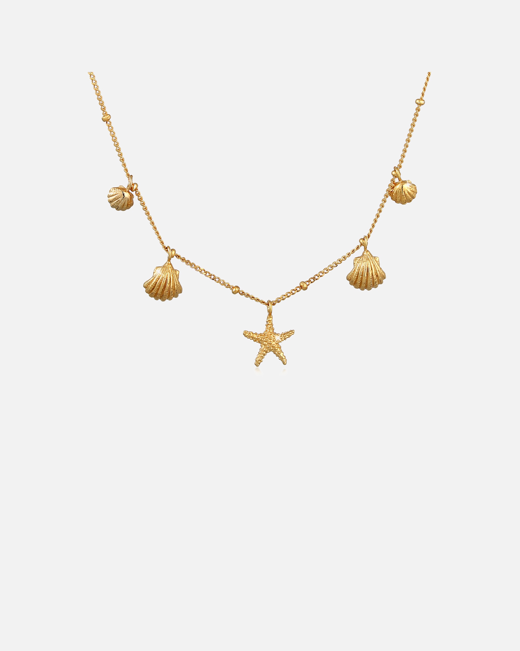 Halskette für Weiblich Elli Elli Halskette Muscheln Seestern Kugelkette Maritim 925 Silber 1 Stück