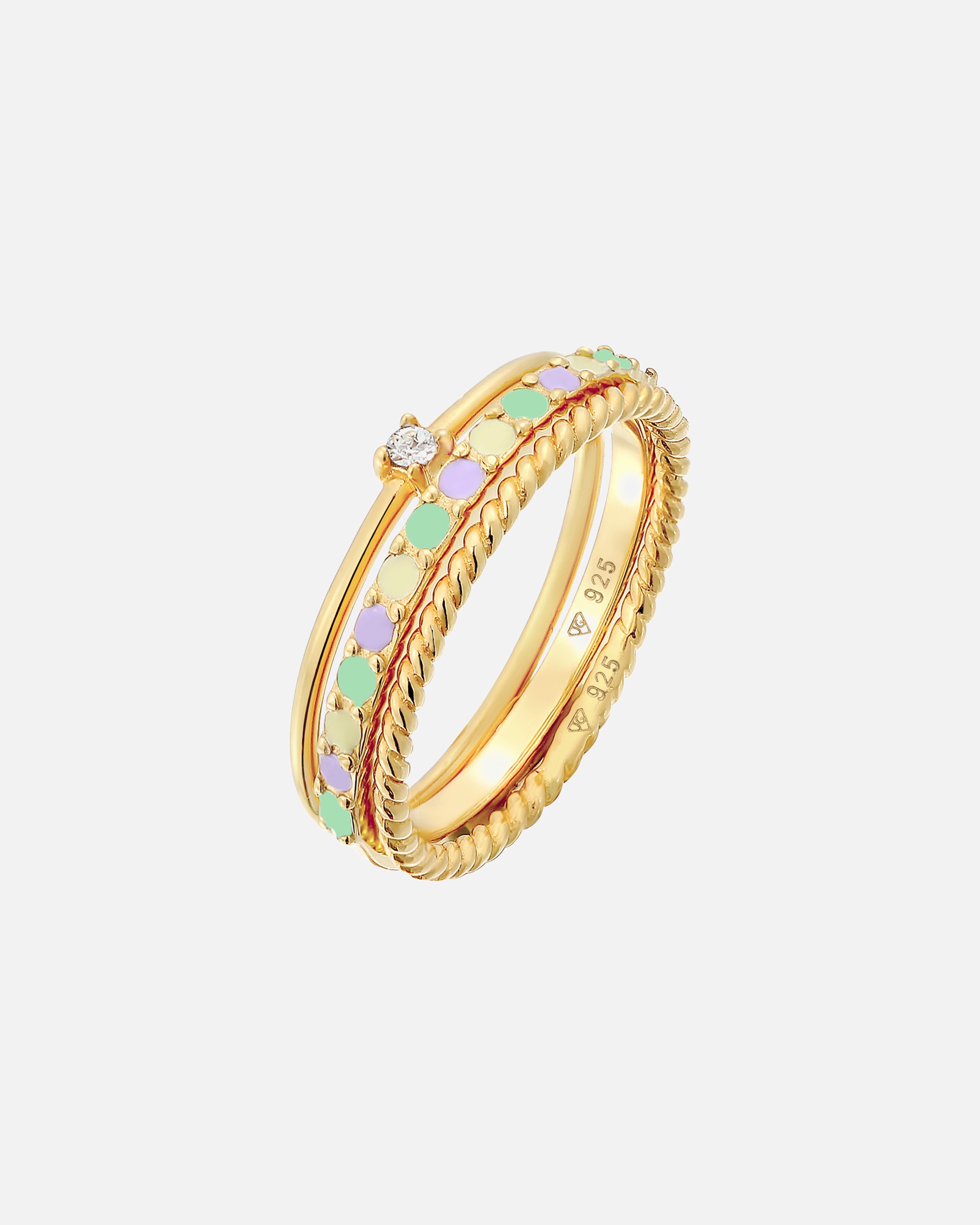 Ring für Weiblich Elli Multi-Color Emaille 3er Set 925 Silber, mit Kristallen von Swarovski® 64