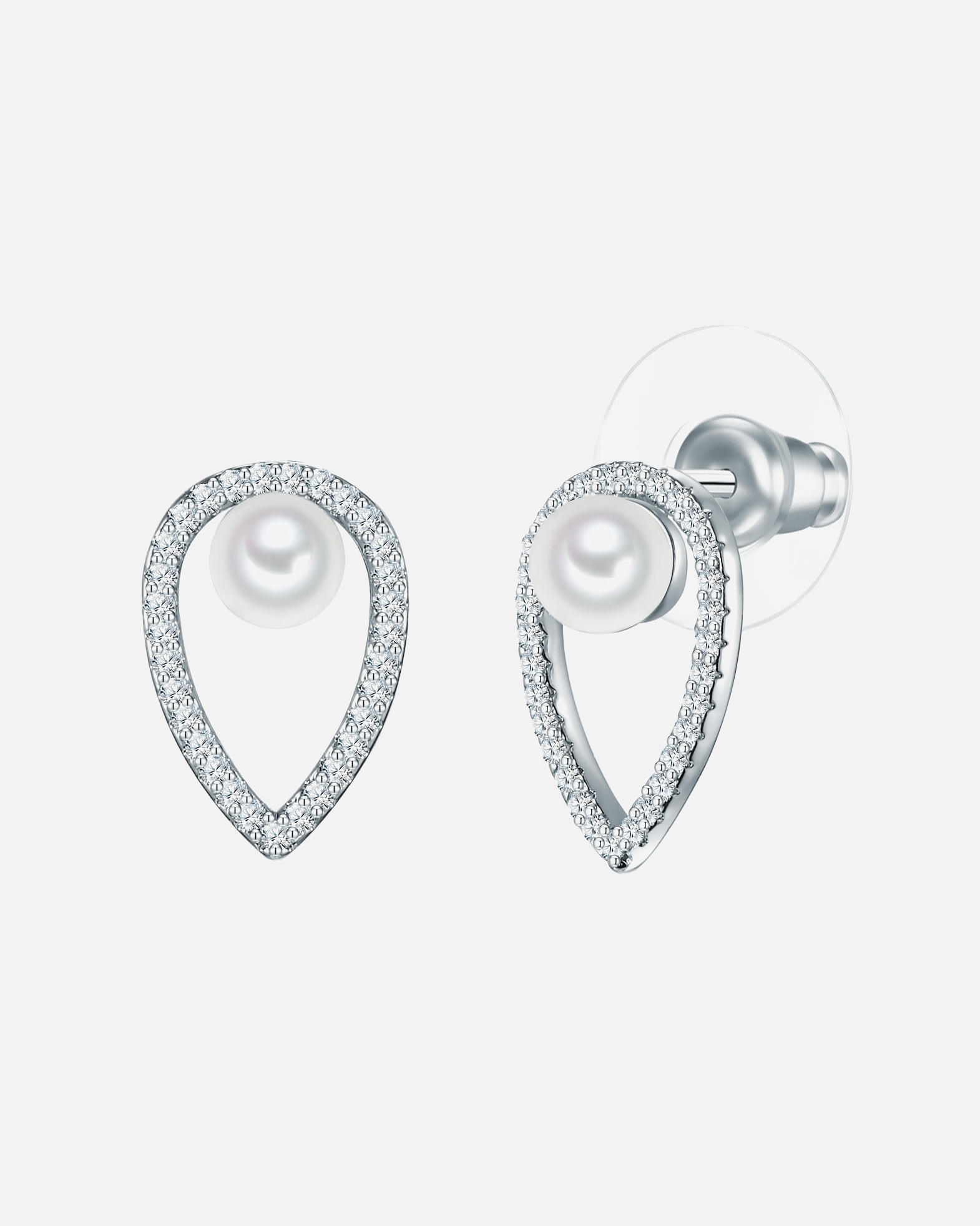 Ohrringe für Weiblich Lulu & Jane Perlen-Ohrstecker Messing Zirkonia Muschelkernperle in Silber 1 Stück