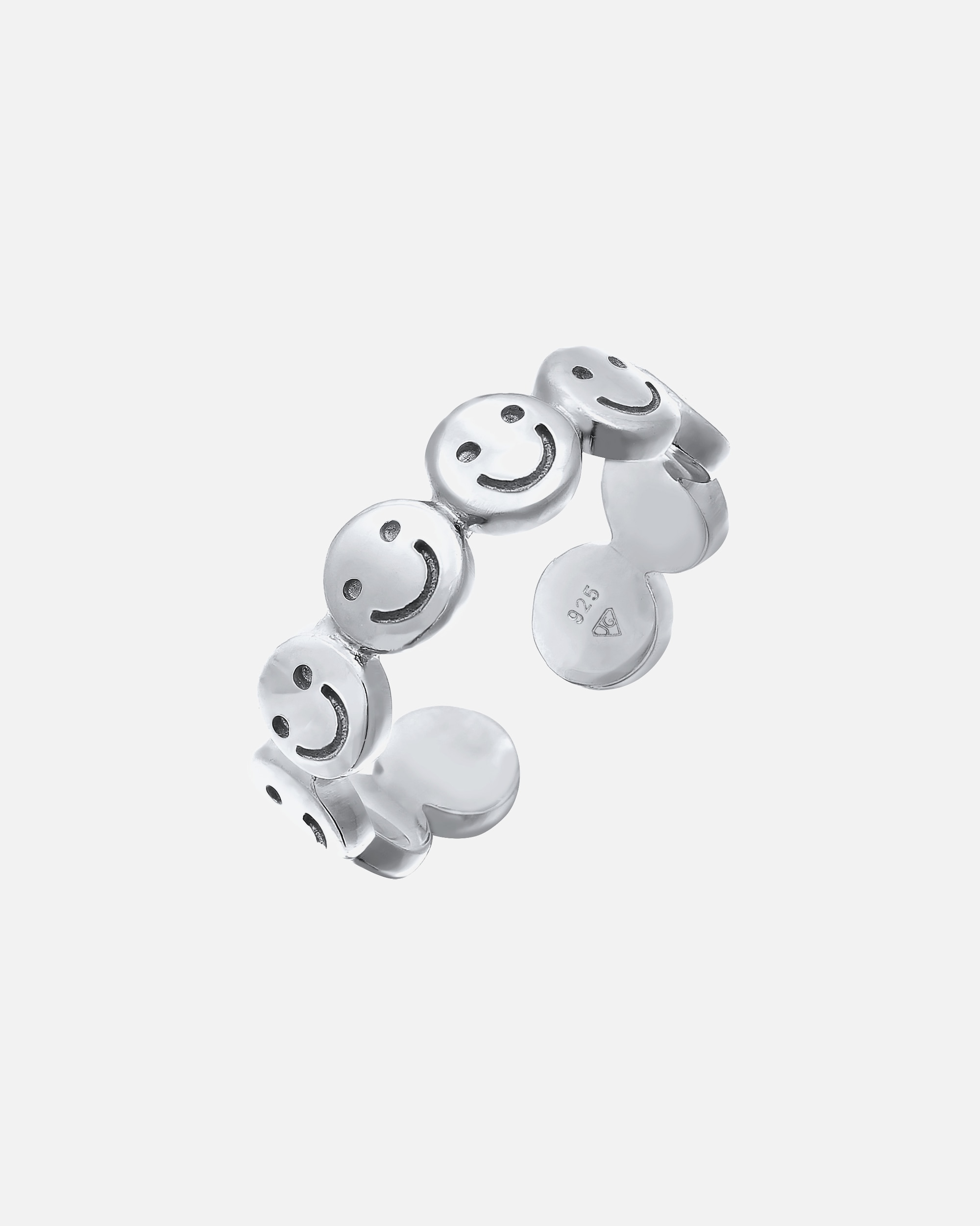 Ring für Weiblich Elli Band mit Smiling Face Offen 925 Silber Silber