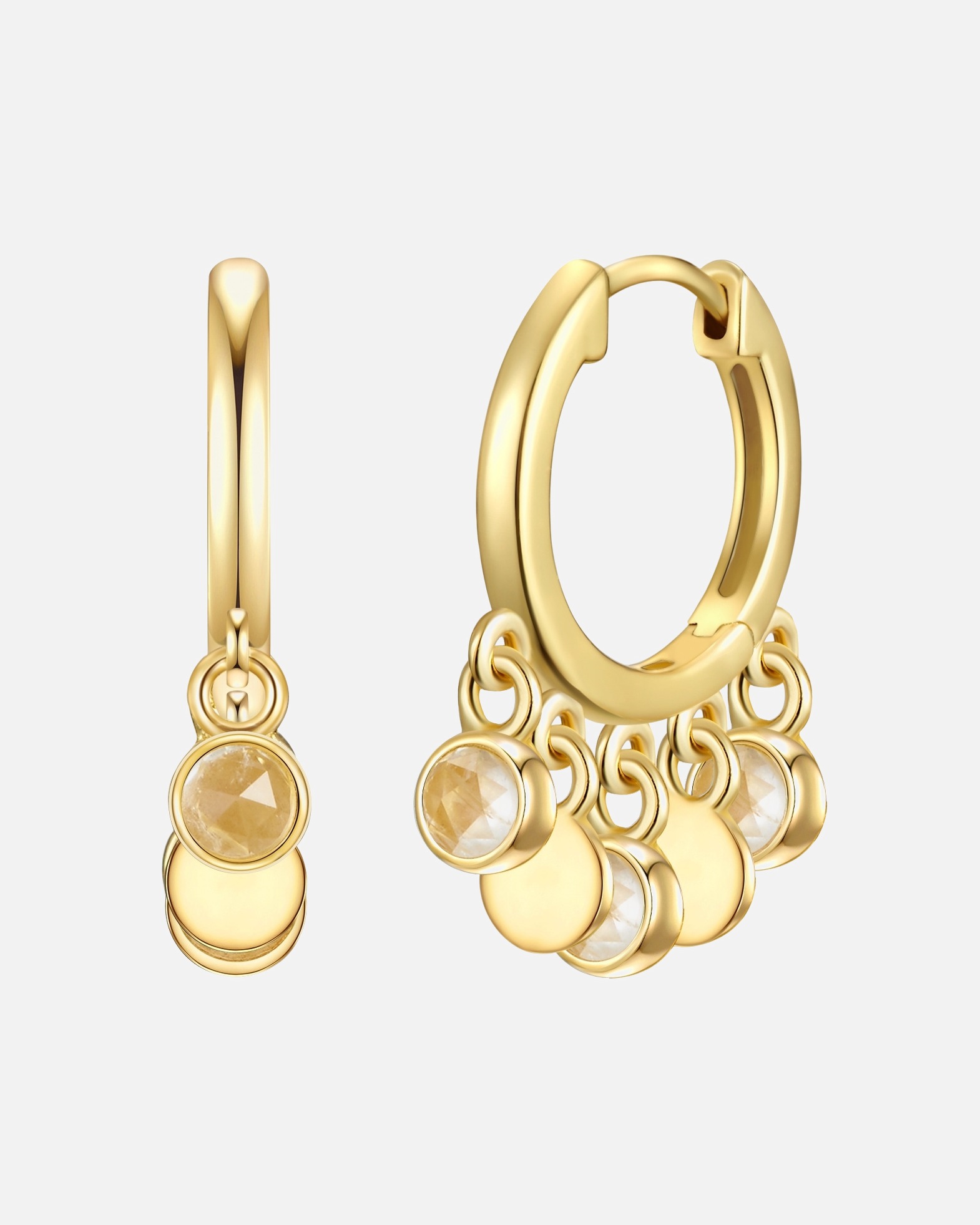 Creolen für Weiblich Glanzstücke München Creolen Sterling Silber Mondstein in Gelbgold 1 Stück