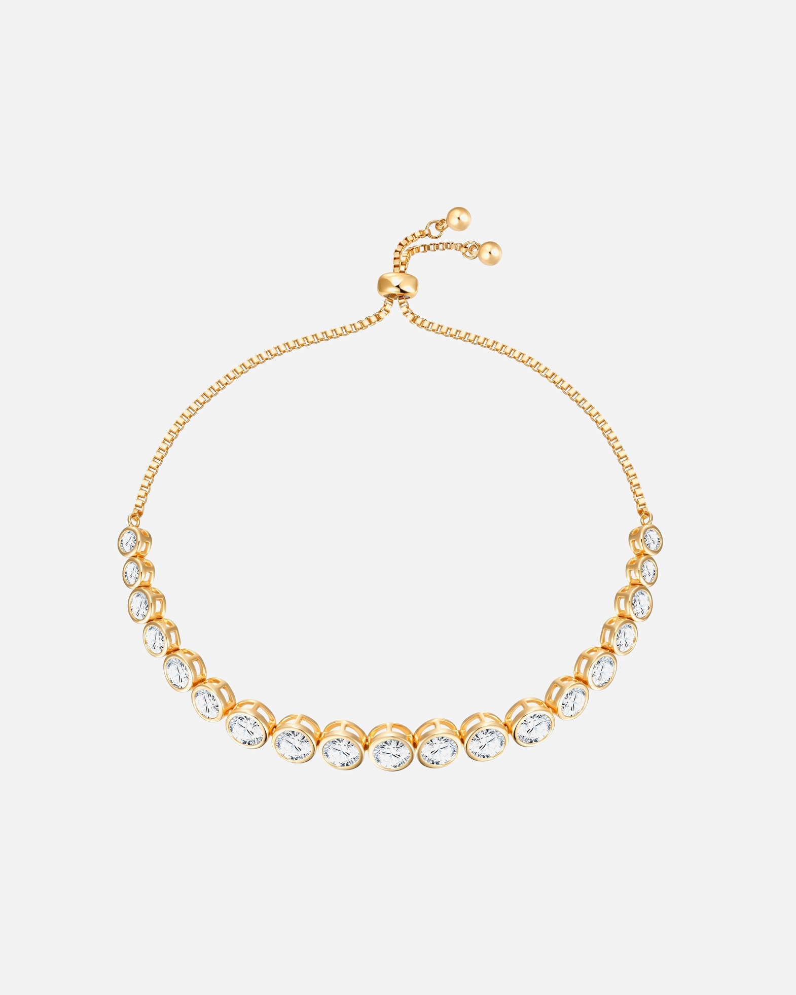 Armband für Weiblich Lulu & Jane Armband aus Messing in Gelbgold mit Zirkonia 24,0 cm, flexibel einstellbar