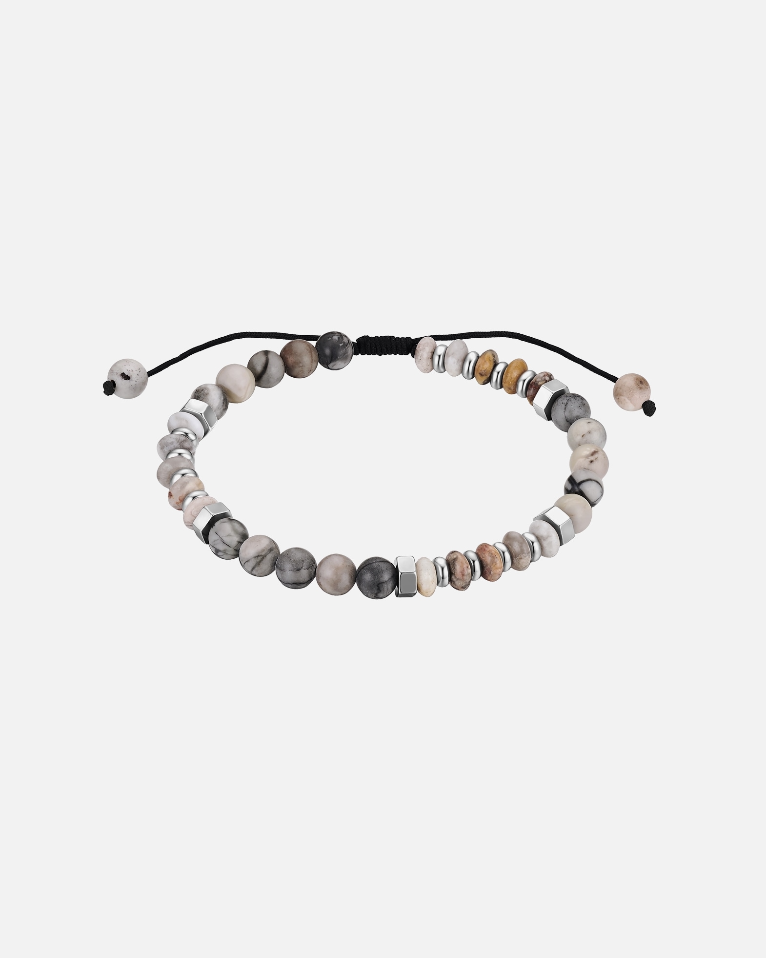 Armband für Männlich True Rebels Armband aus Edelstahl in silber mit Picassojaspis 19,0 - 23,0 cm, flexibel einstellbar