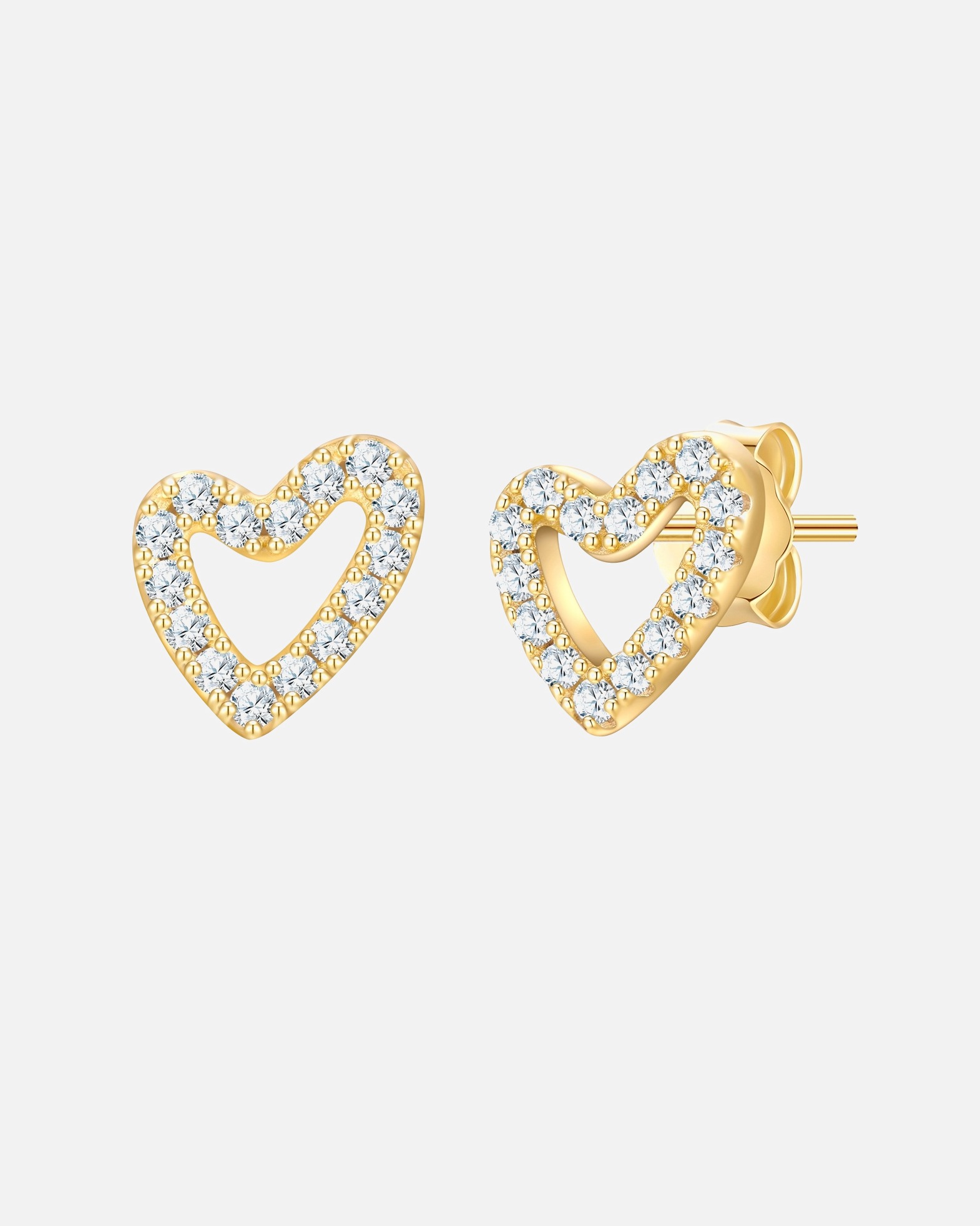 Ohrringe für Weiblich Glanzstücke München Ohrstecker Herz aus Sterling Silber in Gelbgold mit Zirkonia 1 Stück