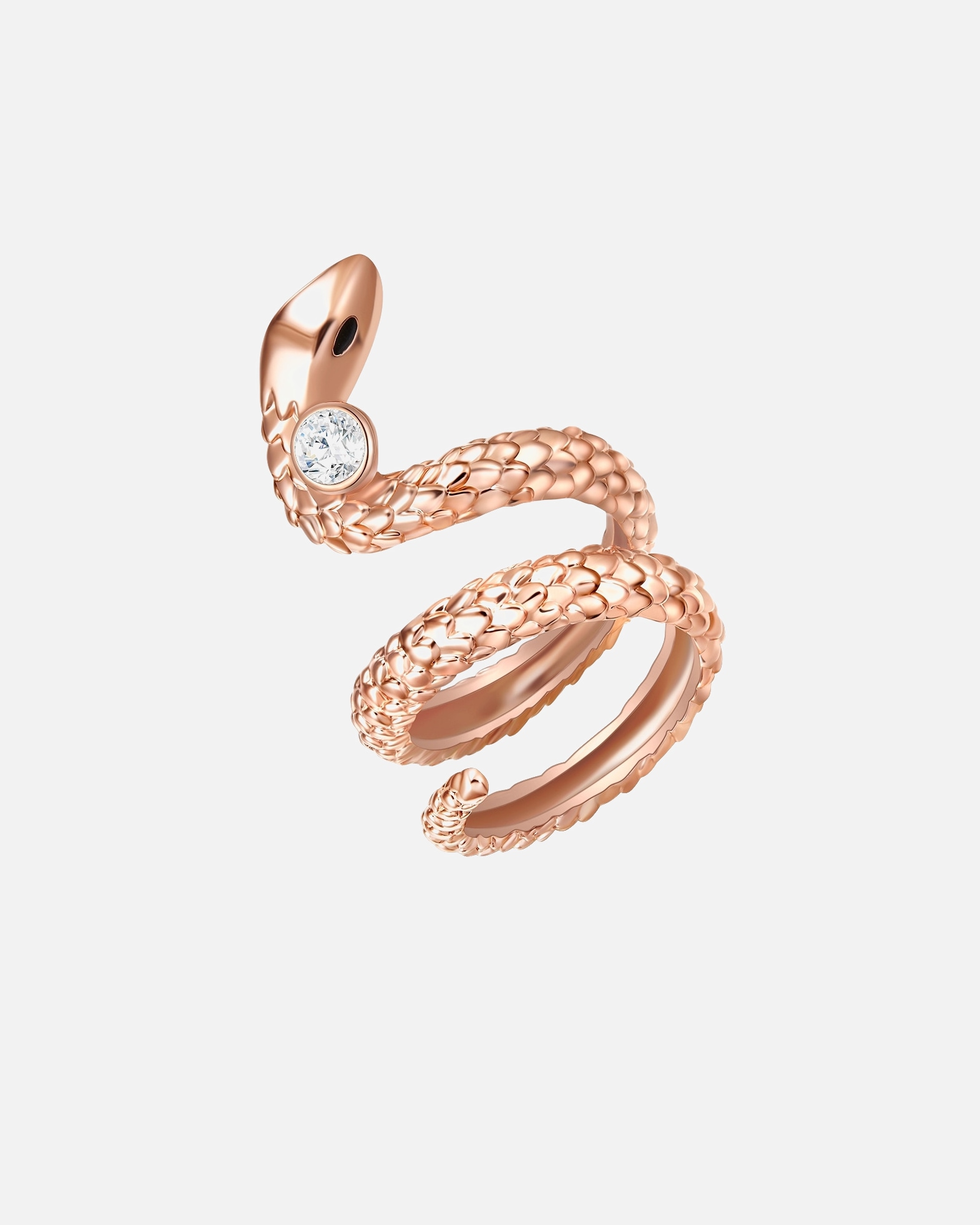 Ring für Weiblich Lulu & Jane Ring Schlange Metall-Legierung verziert mit Kristallen von Swarovski® in Roségold 54