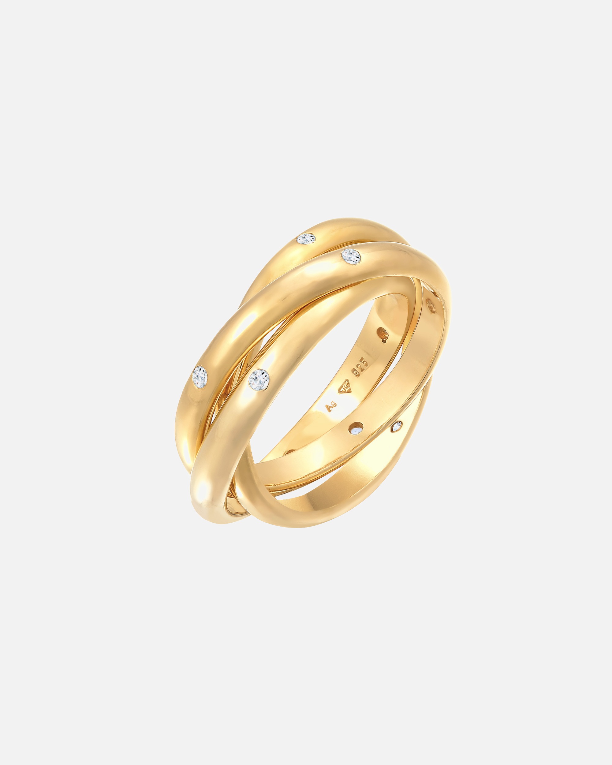 Ring für Weiblich Elli PREMIUM Wickelring Trio Basic Zirkonia 925 Silber 54