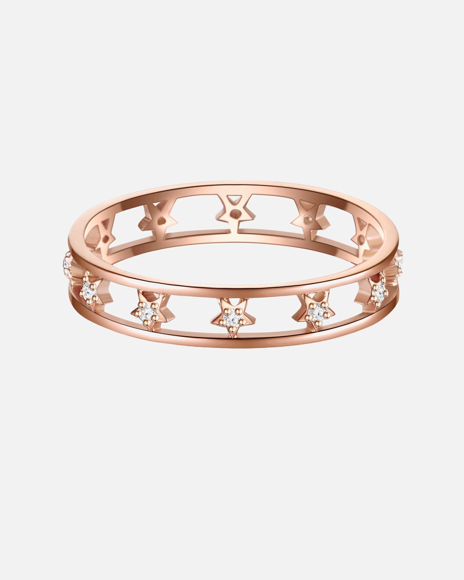 Ring für Weiblich Glanzstücke München Ring Sterne Sterling Silber Zirkonia in Roségold 48