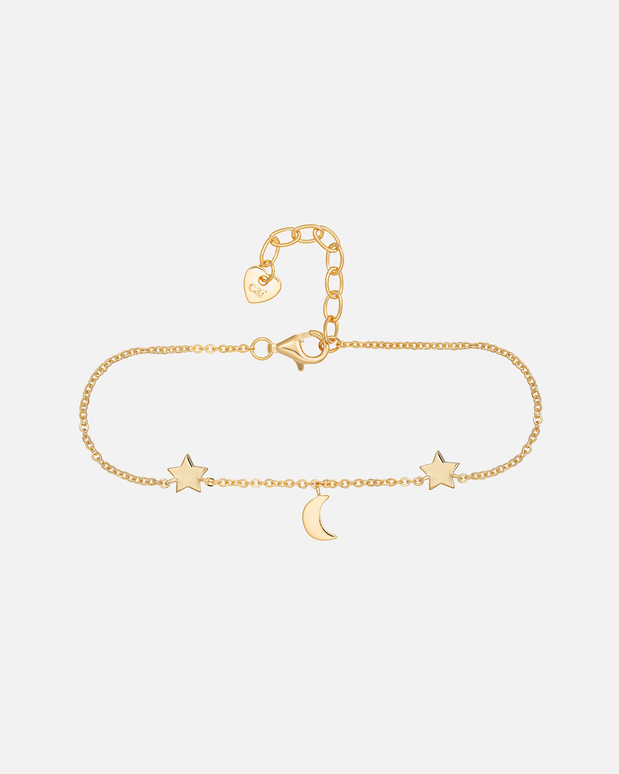 Armband für Weiblich caï Armband 925 Sterling Silber rhodiniert Sterne Mond 925/- Sterling Silber ohne Stein 16,0+3,0cm