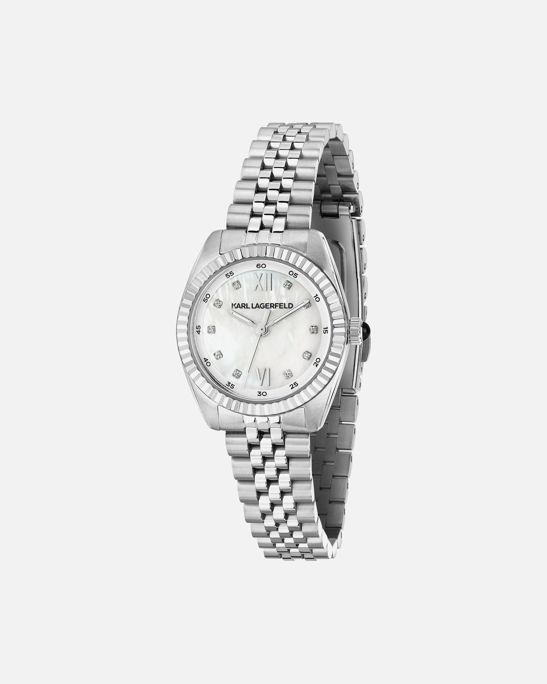 Uhr für Weiblich Karl Lagerfeld Damenuhr Edelstahl perlmutt, silber