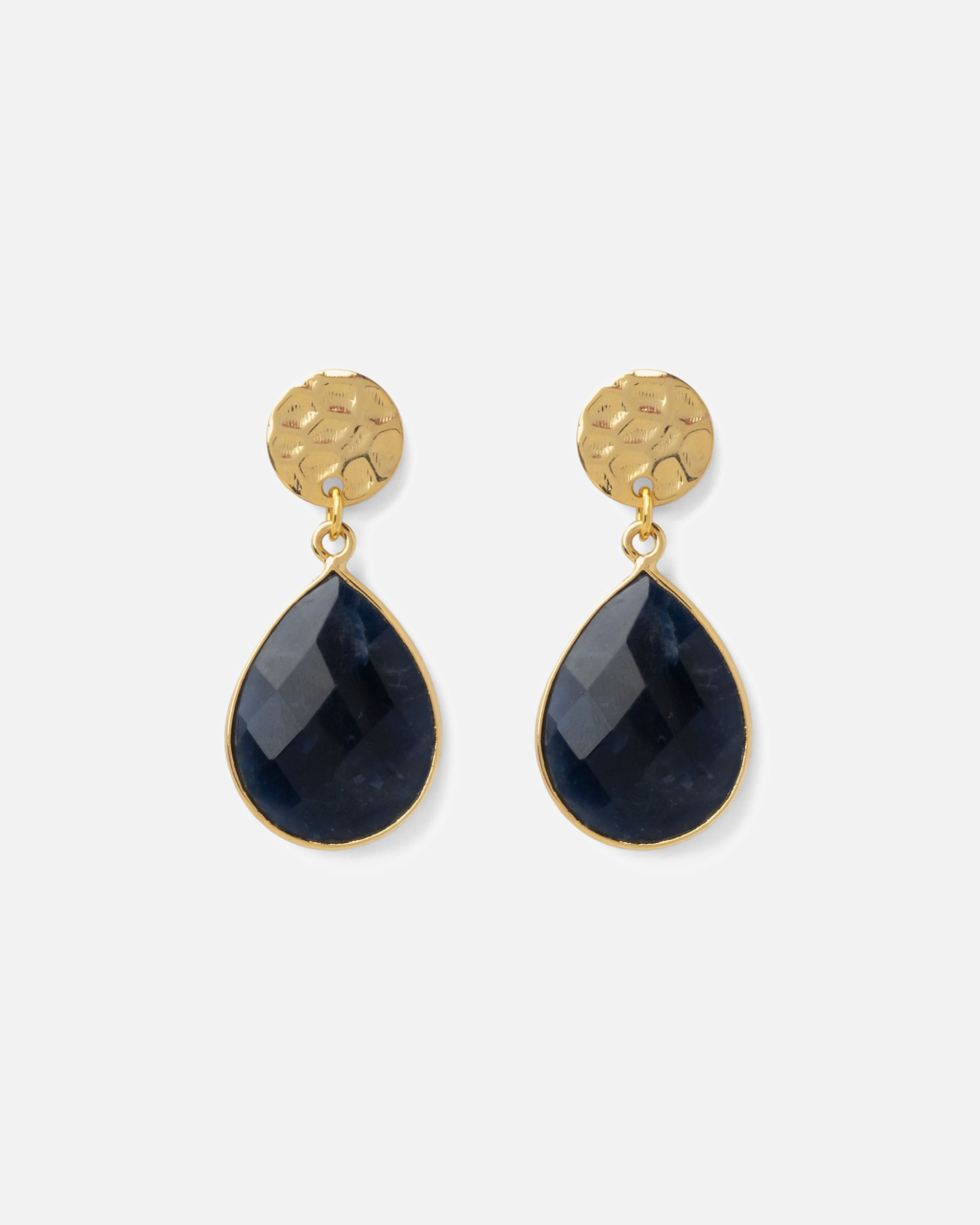 Ohrringe für Weiblich Fleur de Pres Default Brand Line Ohrstecker Messing Sodalit blau gelb vergoldet