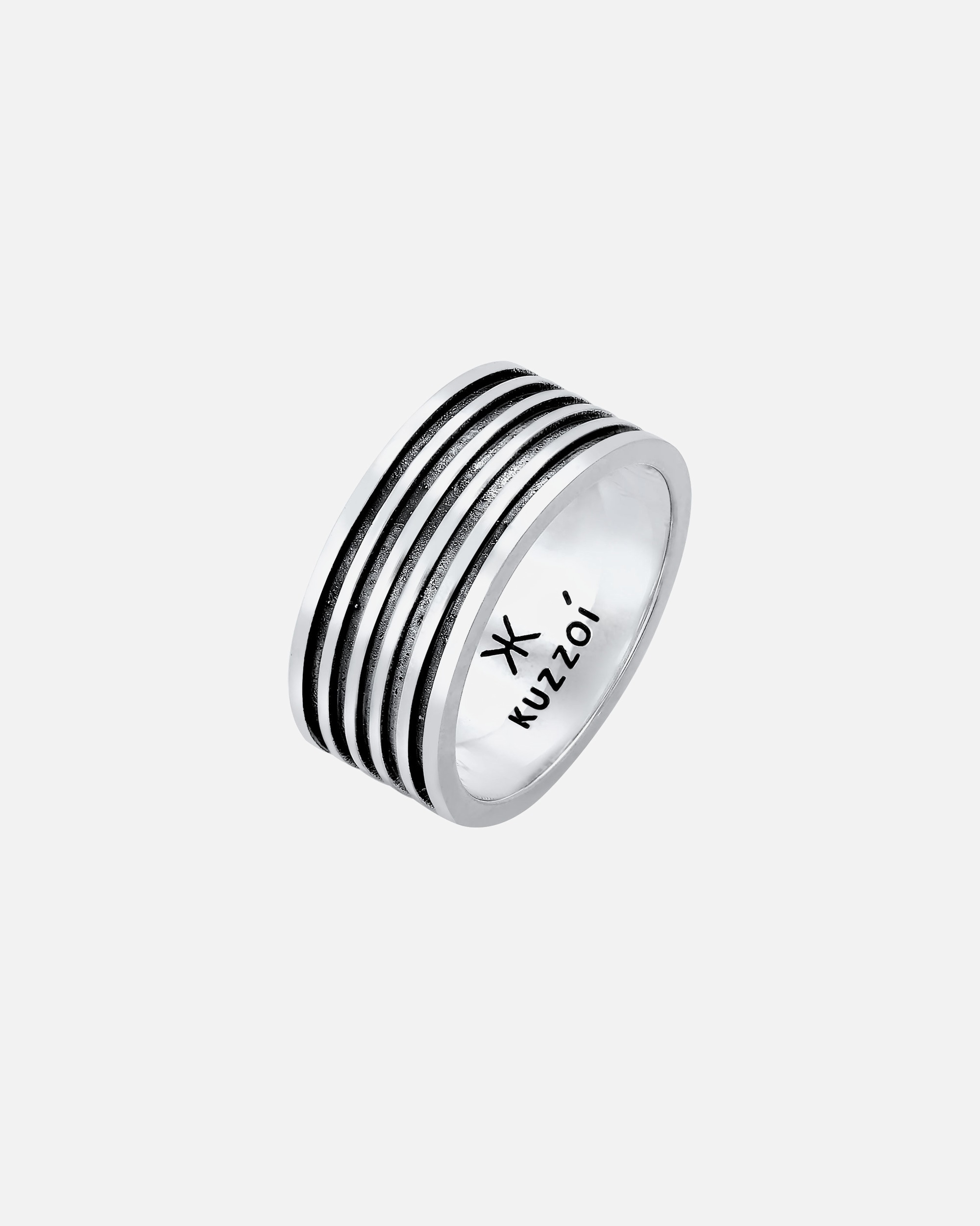 Ring für Männlich KUZZOI Herren Bandring Massiv Rillen 925 Silber 54