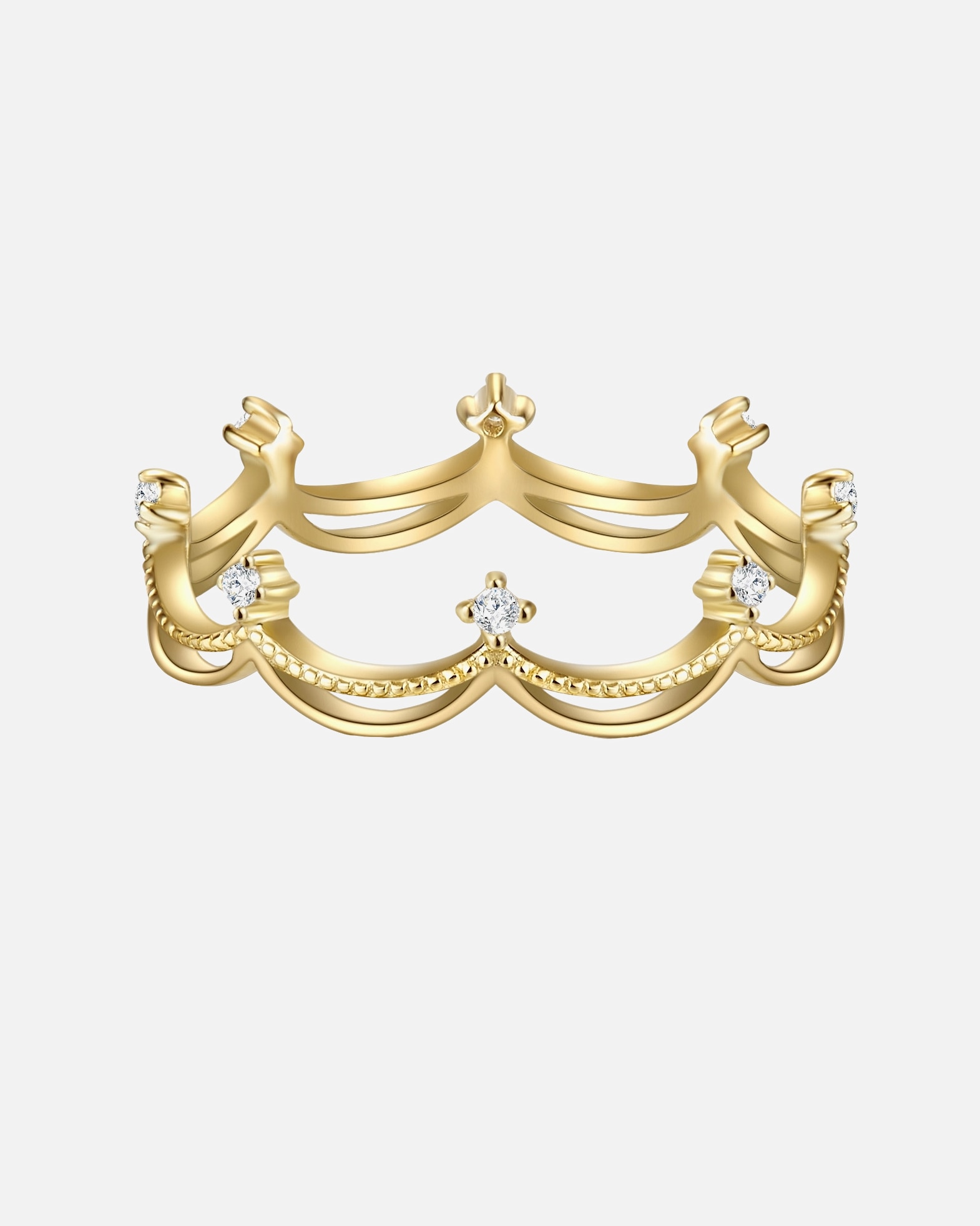 Ring für Weiblich Glanzstücke München Ring Sterling Silber gelbgold Zirkonia weiß 48