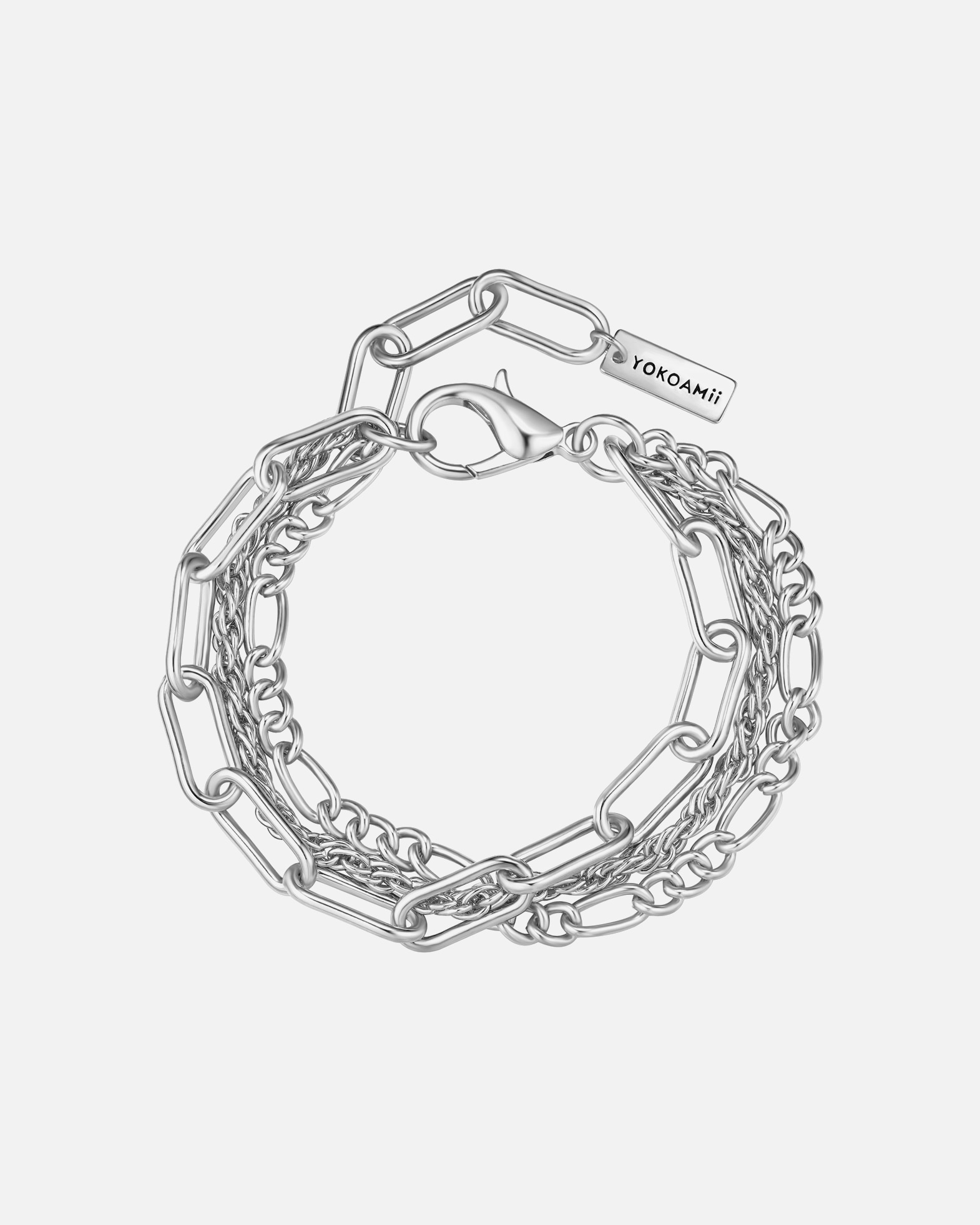 Armband für Weiblich Yokoamii Armband aus Metall-Legierung in silber 19,0 cm Basislänge + 3,0 cm Verlängerung