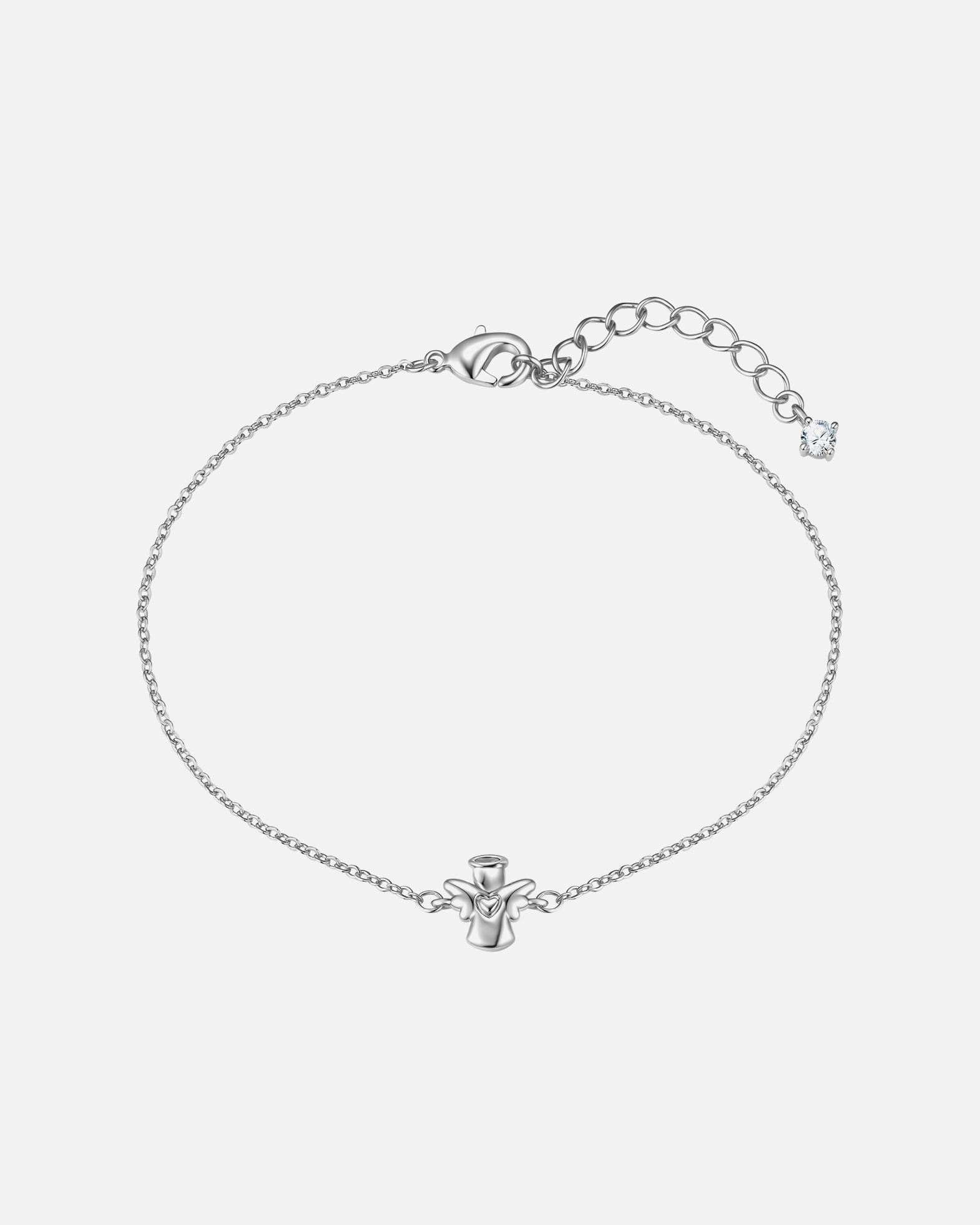 Armband für Weiblich Lulu & Jane Armband Engel aus Messing in silber mit Zirkonia 17,0 cm Basislänge + 3,0 cm Verlängerung