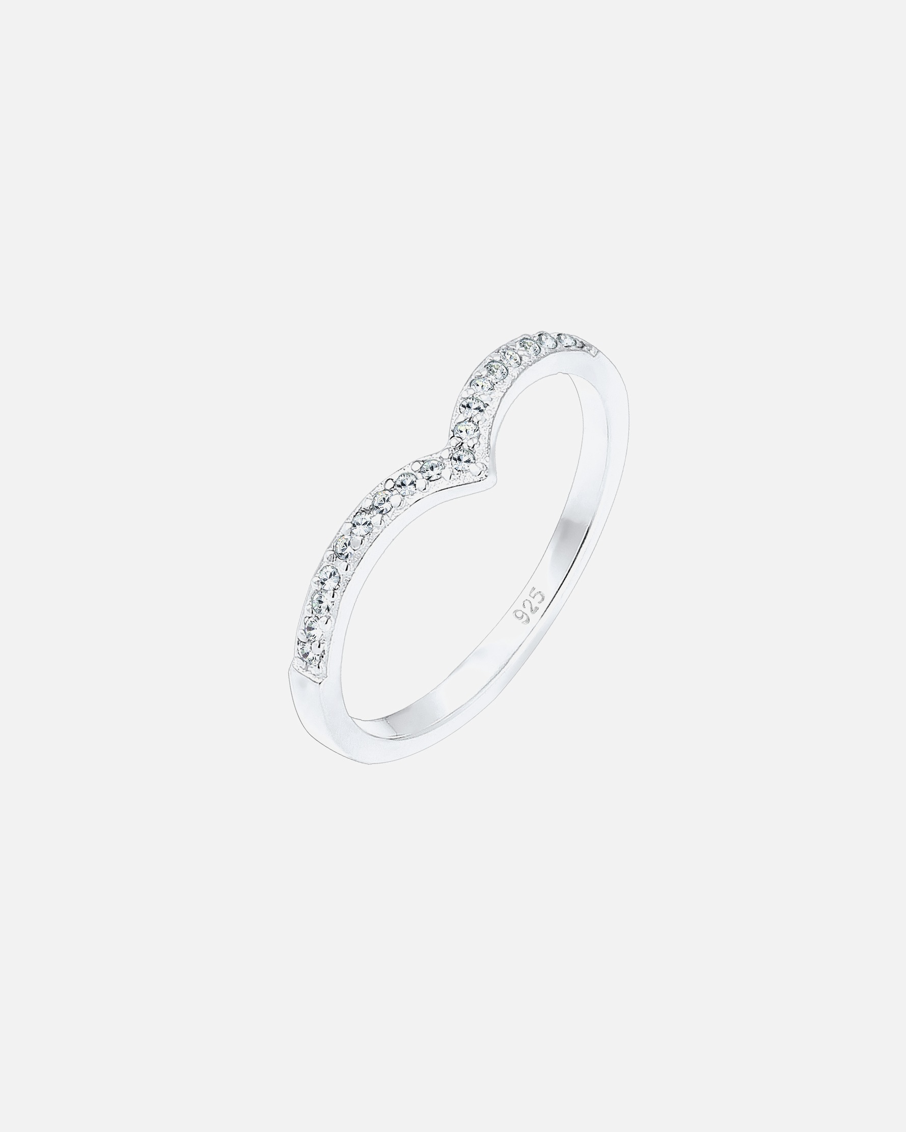 Ring für Weiblich Elli V-Form Geo Kristalle 925 Silber 56