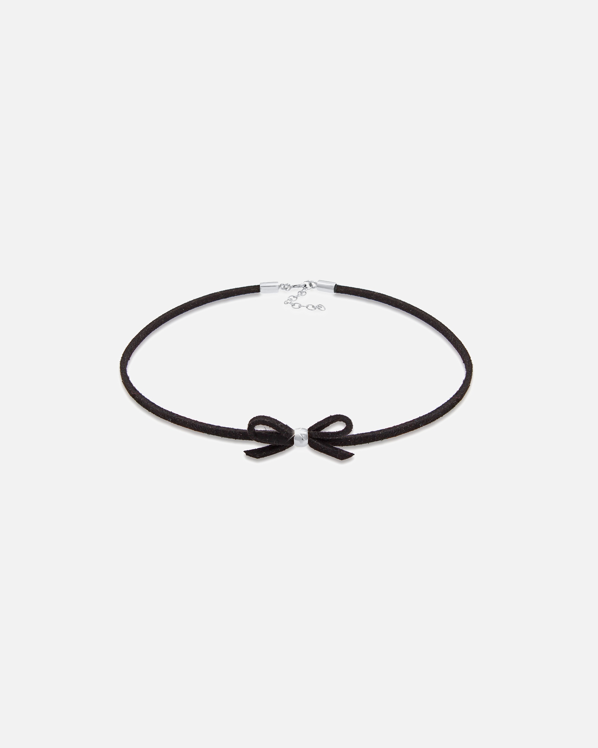 Halskette für Weiblich Elli Halskette Choker Velour Look Schleife Schwarz 925 Silber 1 Stück