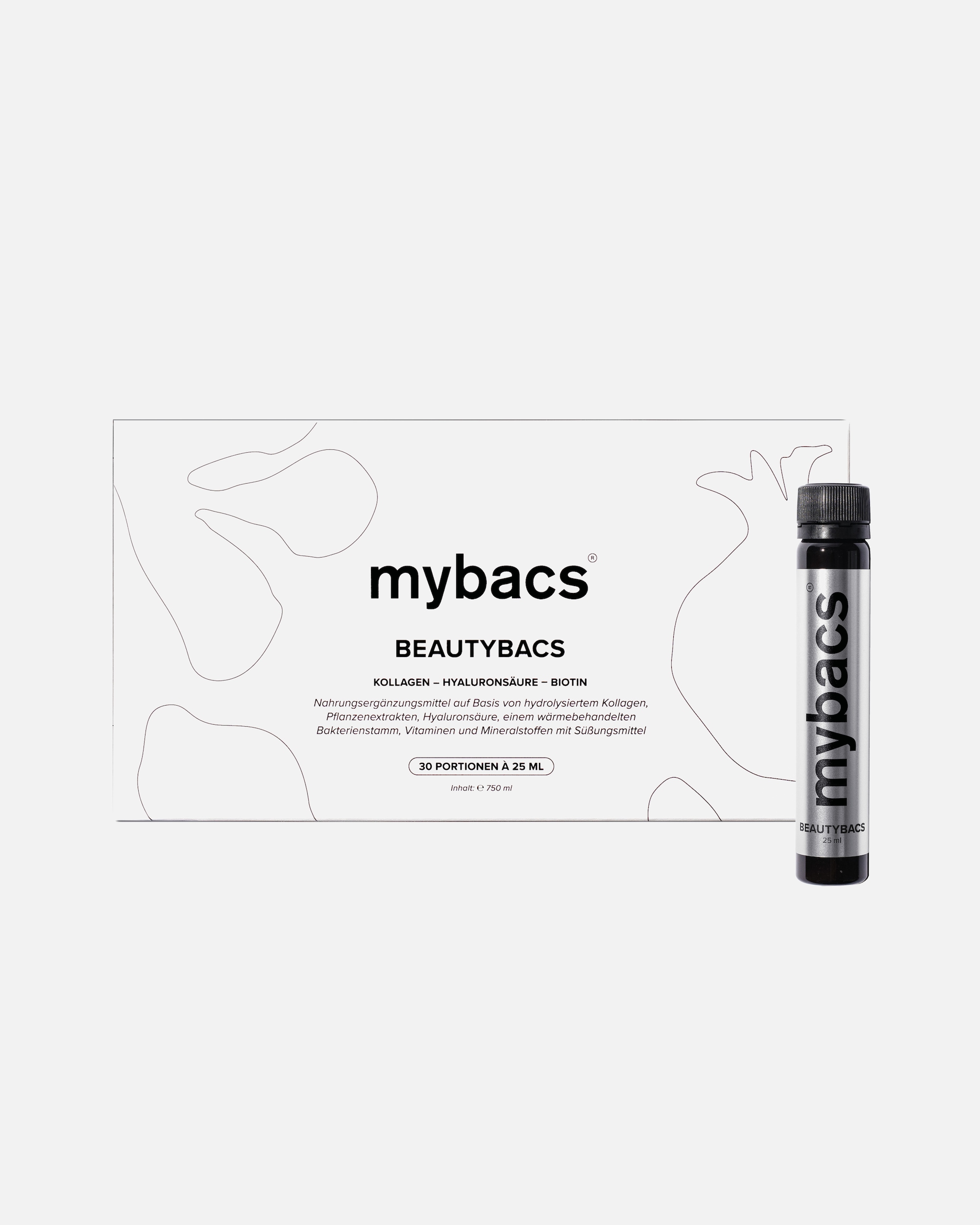 Nahrungsergänzung Haut für Unisex mybacs Default Brand Line Beautybacs® Kollagen (90 / 180 Trinkampullen) - Premium Marine Kollagen - Hyaluronsäure - Biotin 6-Monats-Paket (180 Ampullen)