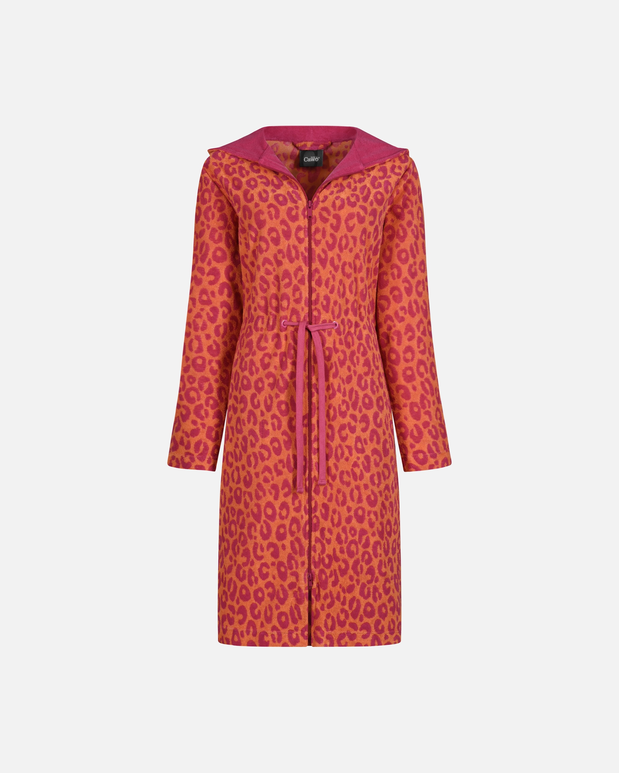 Bademantel für Unisex Cawö Cawö Bademäntel Damen Kurzmantel mit Kapuze Two-Tone Leo 851 pink - 23 S