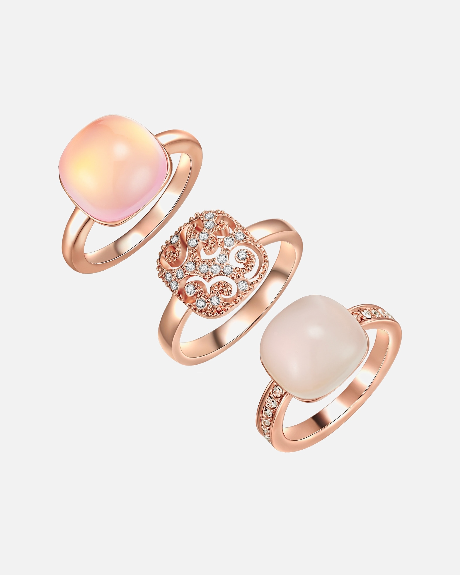 Ring für Weiblich Lulu & Jane Schmuckset Metall-Legierung verziert mit Kristallen von Swarovski® in Roségold 1 Stück