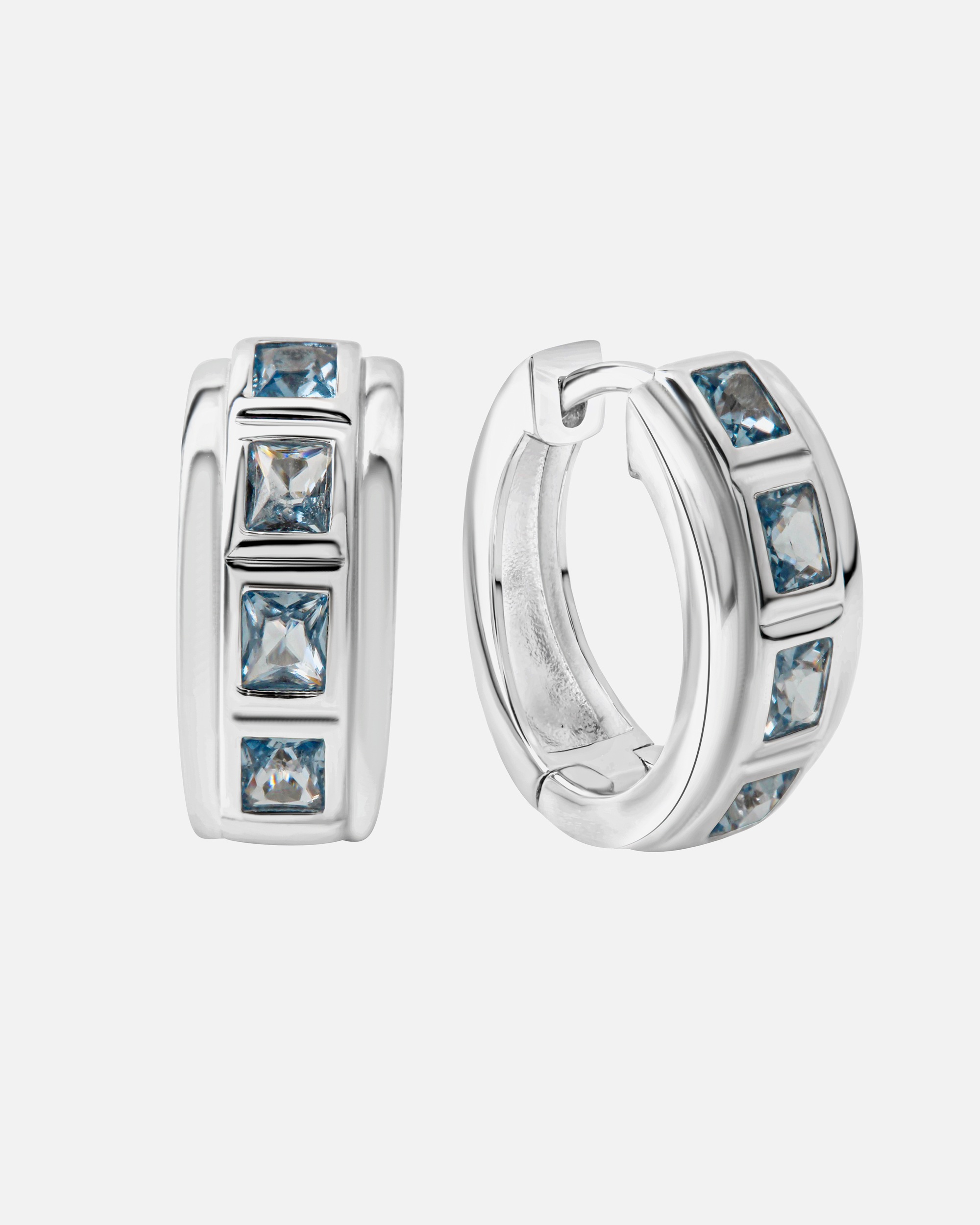 Creolen für Weiblich Celesta Ohrring 925 Silber Blautopas 925/- Sterling Silber Blautopas beh. blau weiß