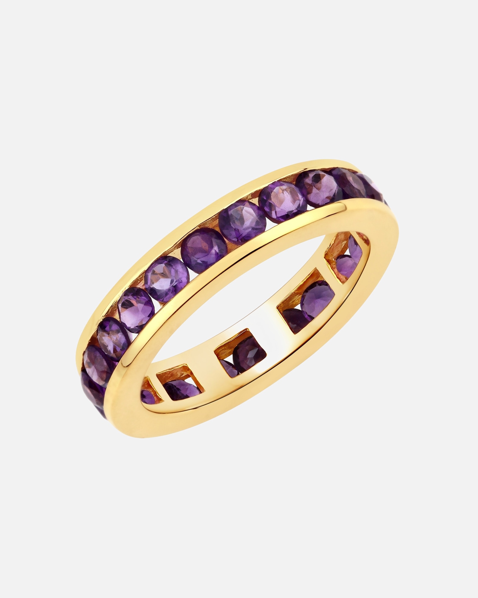 Ring für Weiblich Rafaela Donata Ring Sterling Silber Amethyst in Gelbgold 50