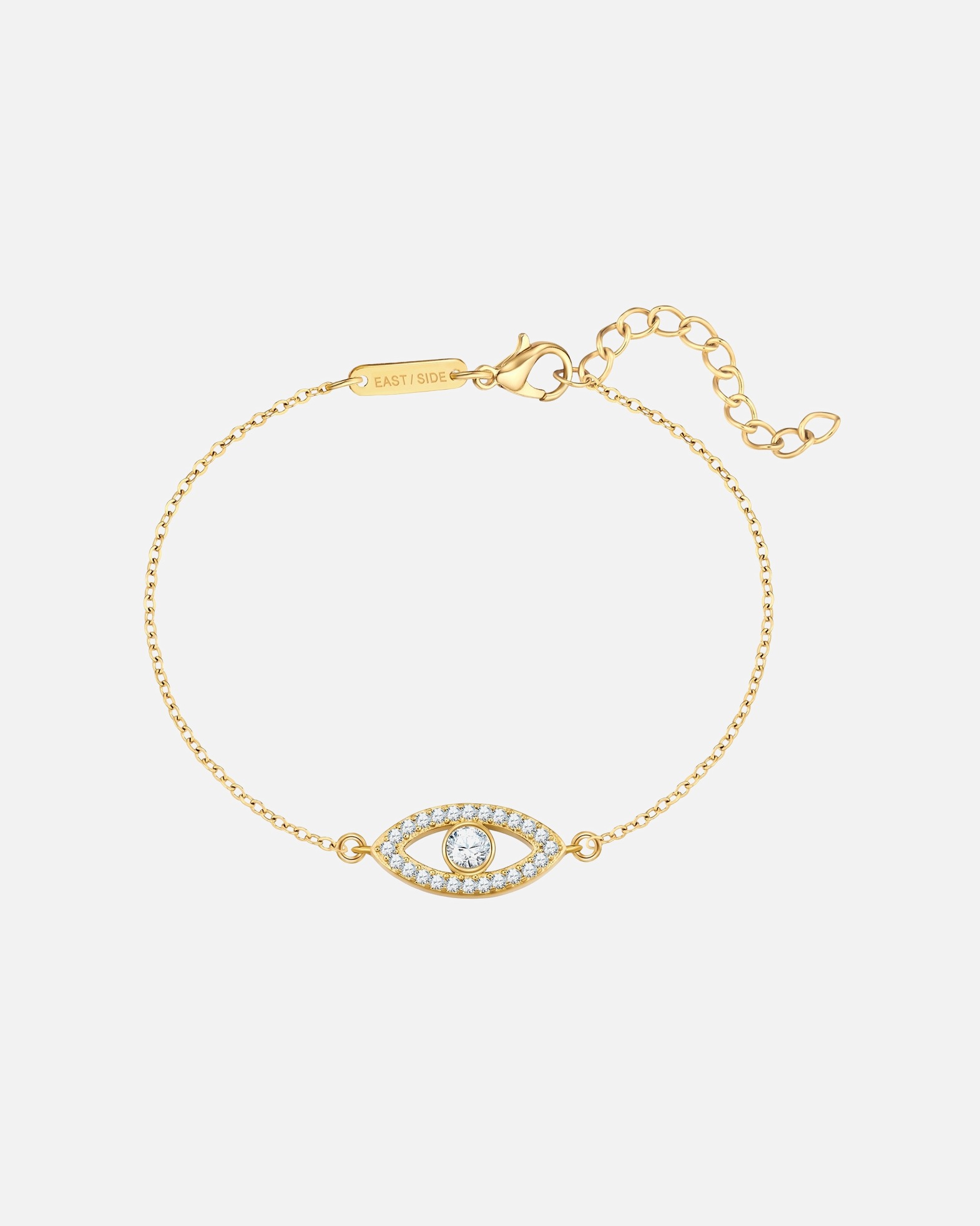 Armband für Weiblich EASTSIDE Armband Allsehendes Auge aus Edelstahl in Gelbgold mit Zirkonia 17,0 cm Basislänge + 3,0 cm Verlängerung