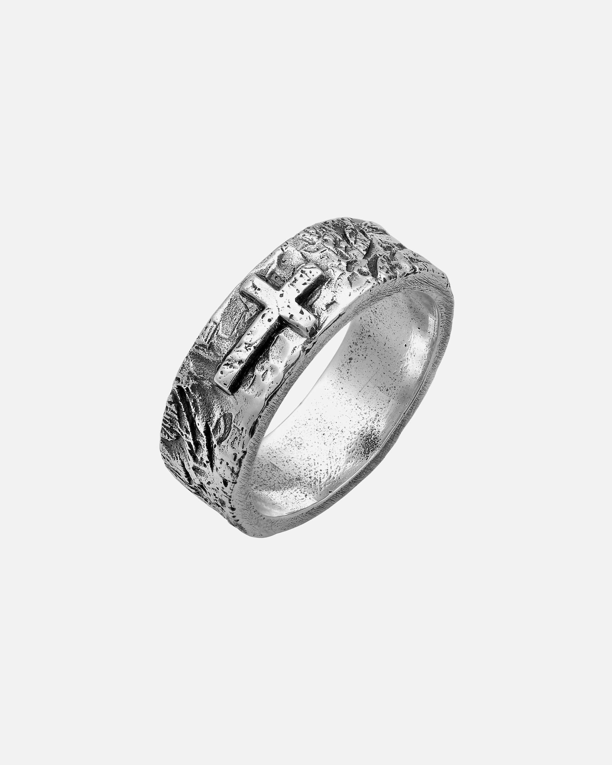 Ring für Männlich Haze & Glory Default Brand Line Bandring Kreuz 925 Silber 62